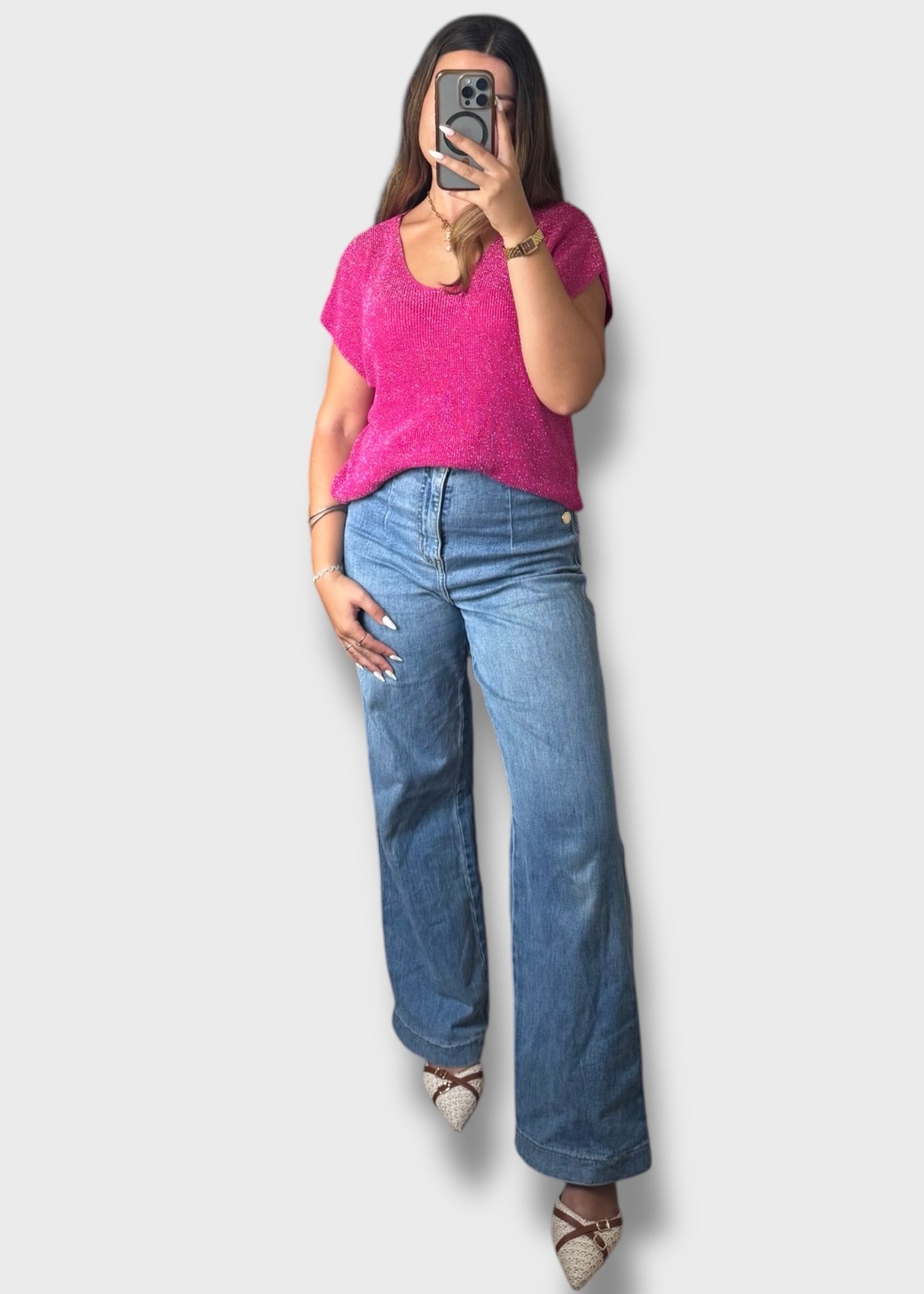 Pull sans manche à paillettes
