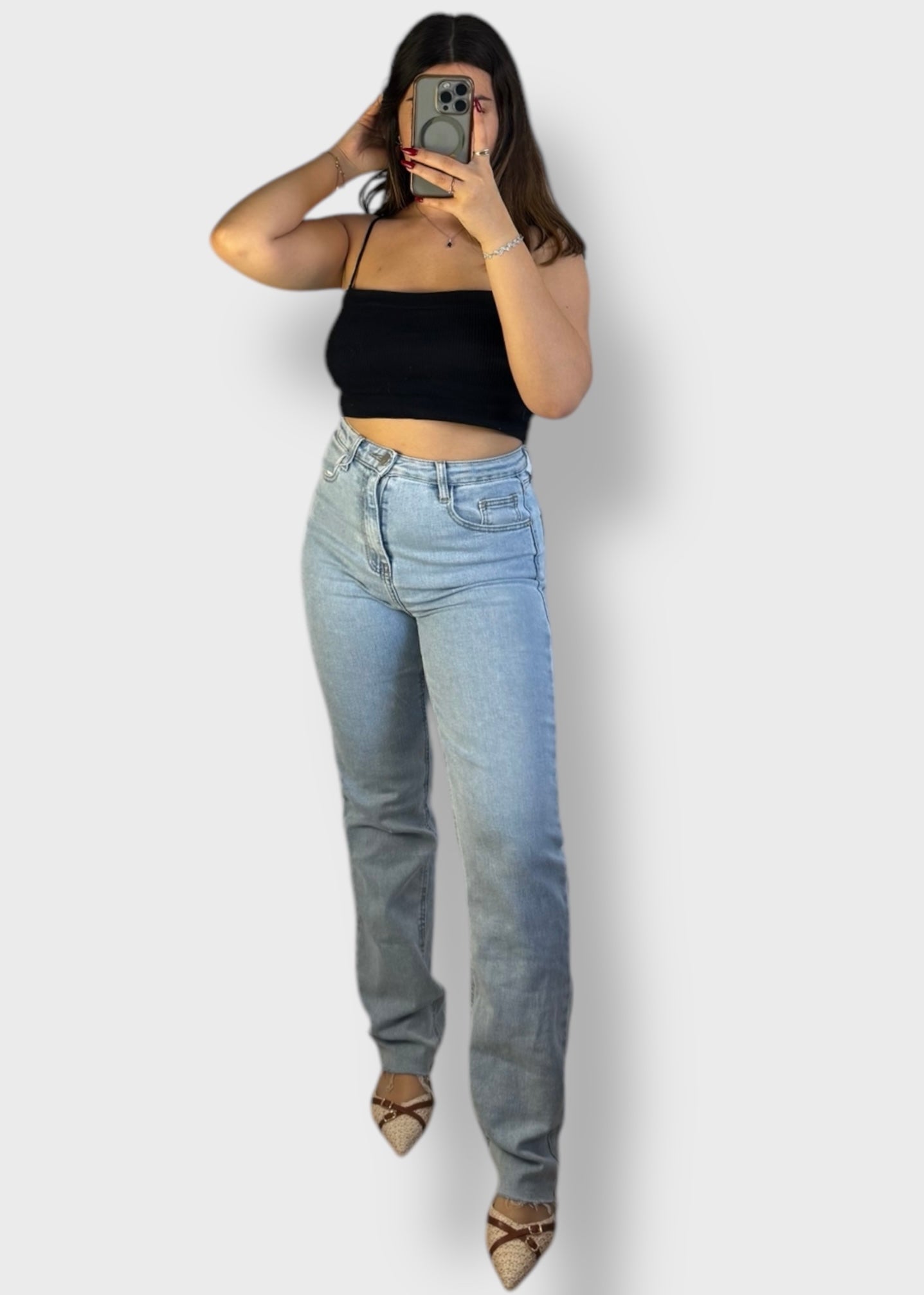 Jean Mom Détails Étoiles sur les poches arrières – Stella
