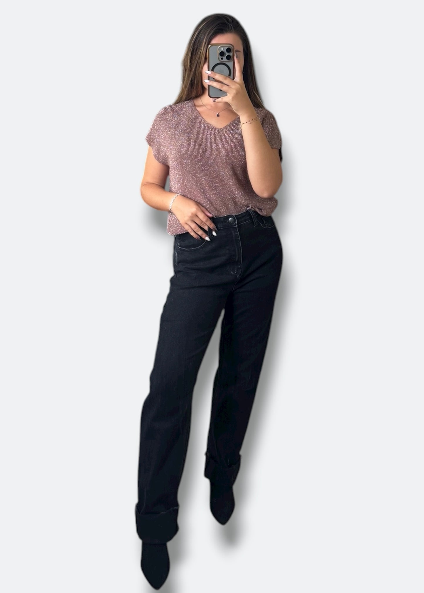 Pull sans manche à paillettes