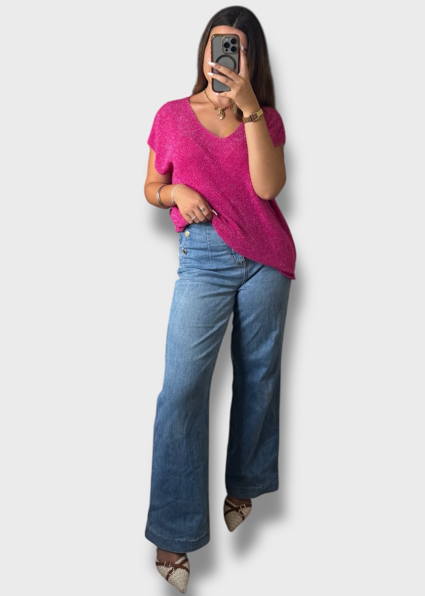 Pull sans manche à paillettes
