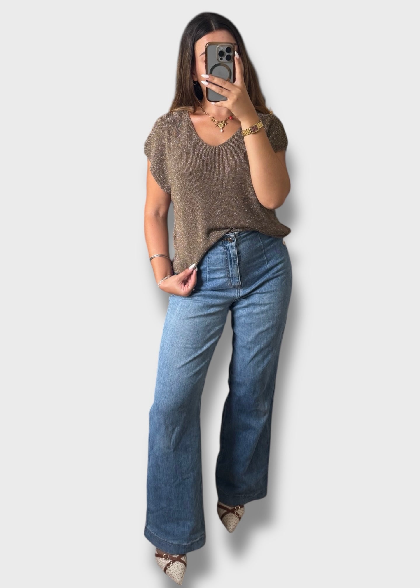 Pull sans manche à paillettes