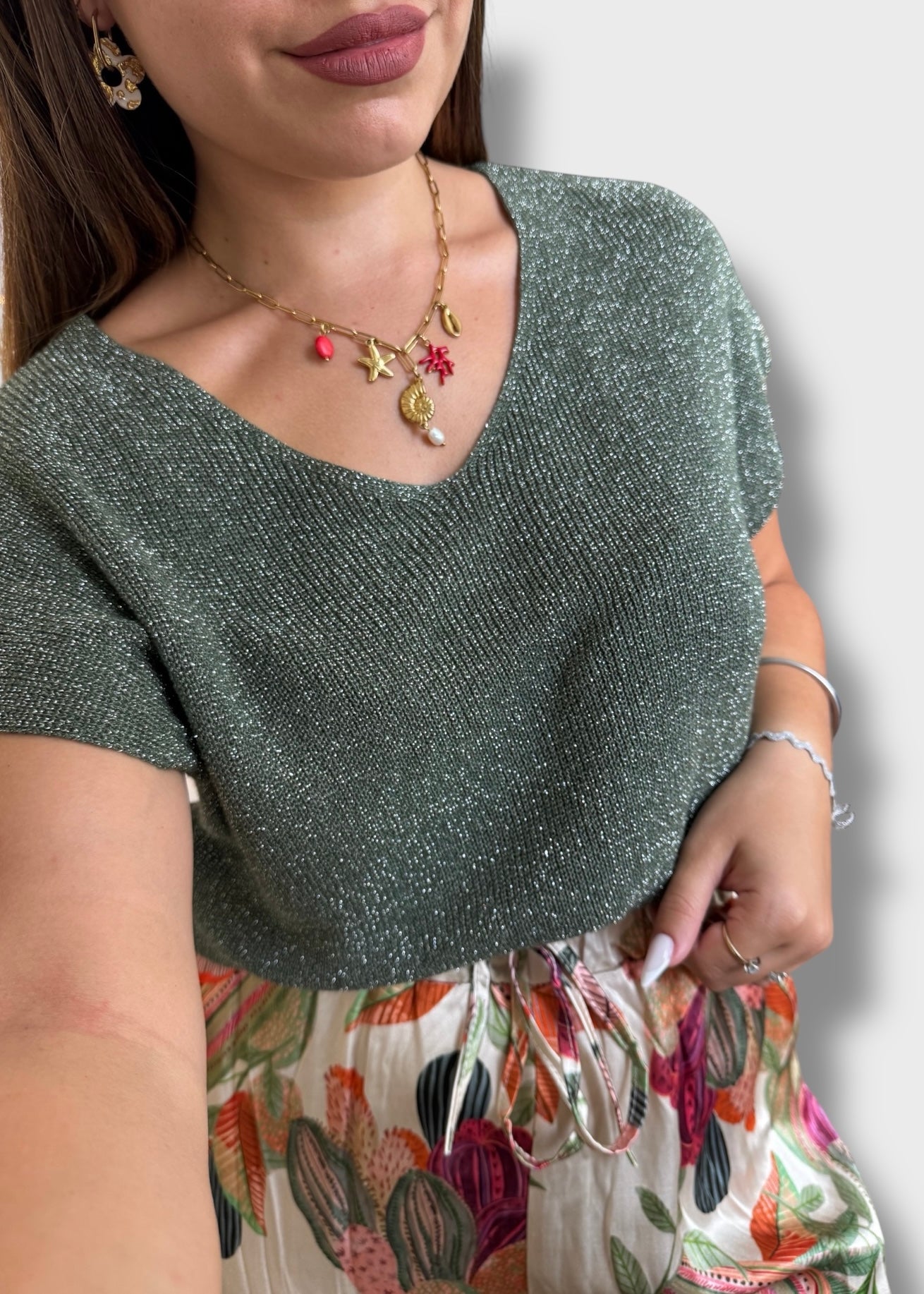 Pull sans manche à paillettes