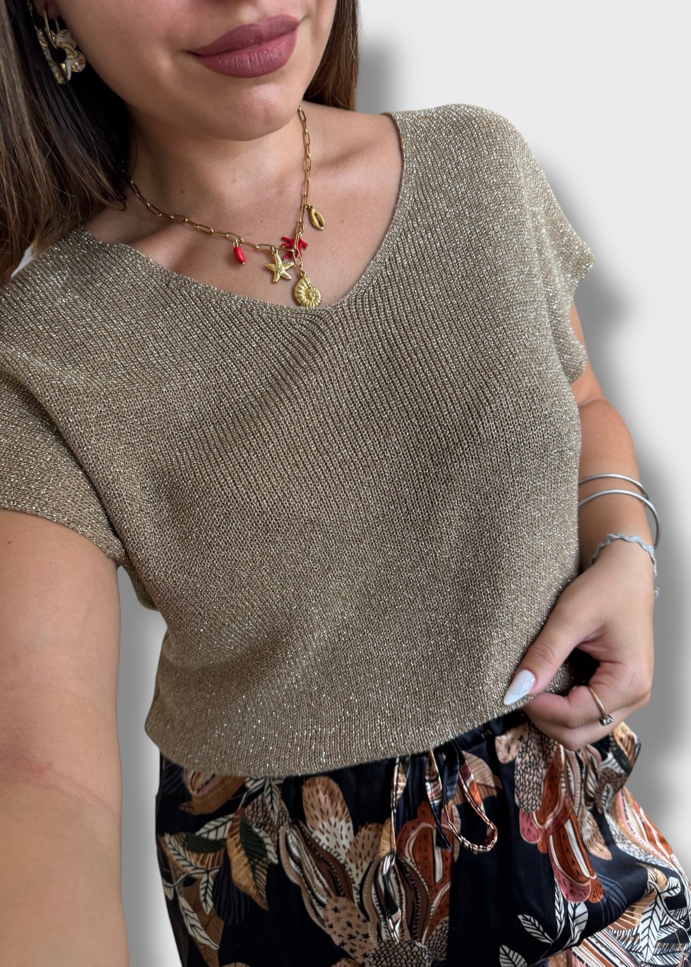 Pull sans manche à paillettes