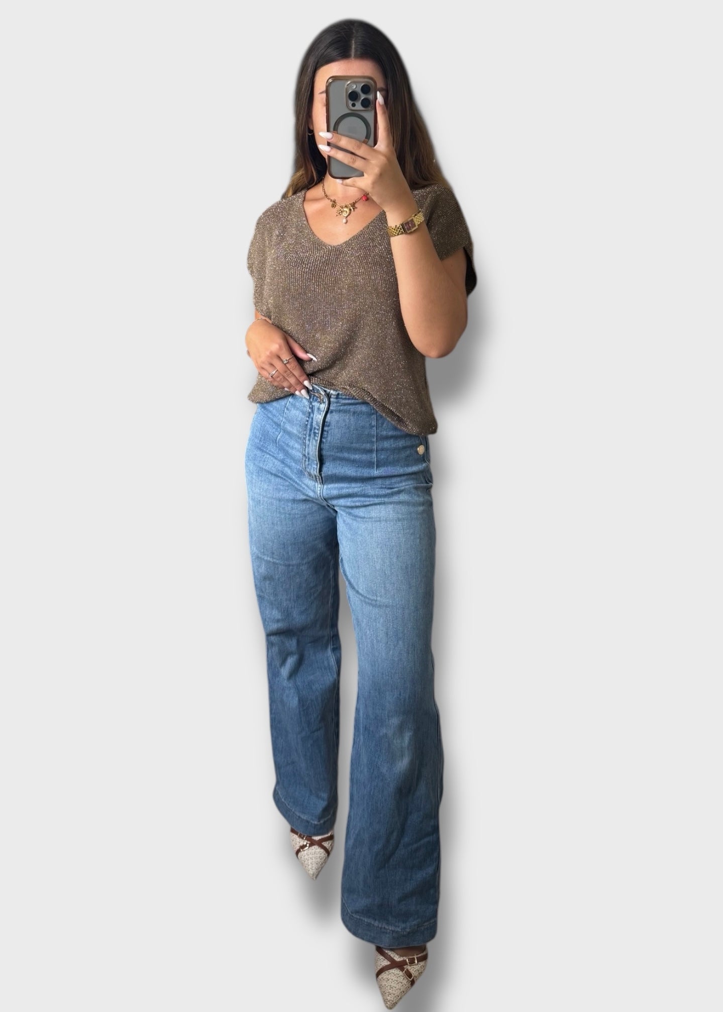 Pull sans manche à paillettes
