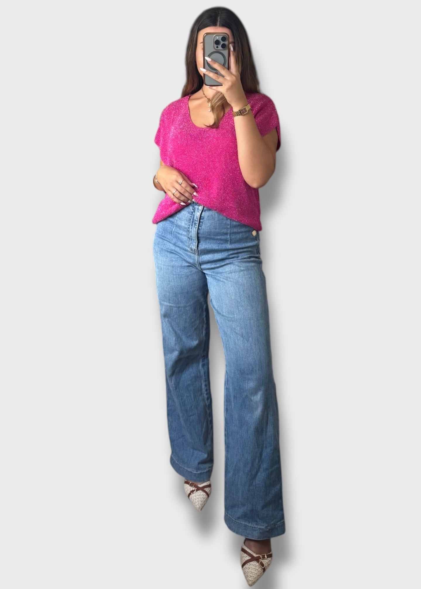 Pull sans manche à paillettes