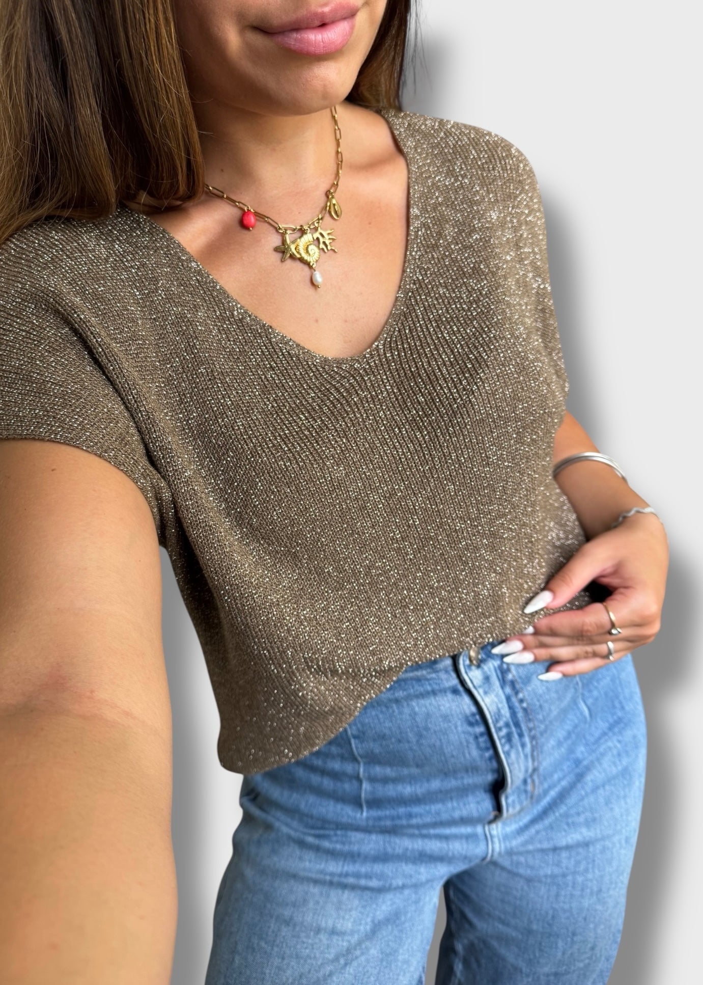 Pull sans manche à paillettes