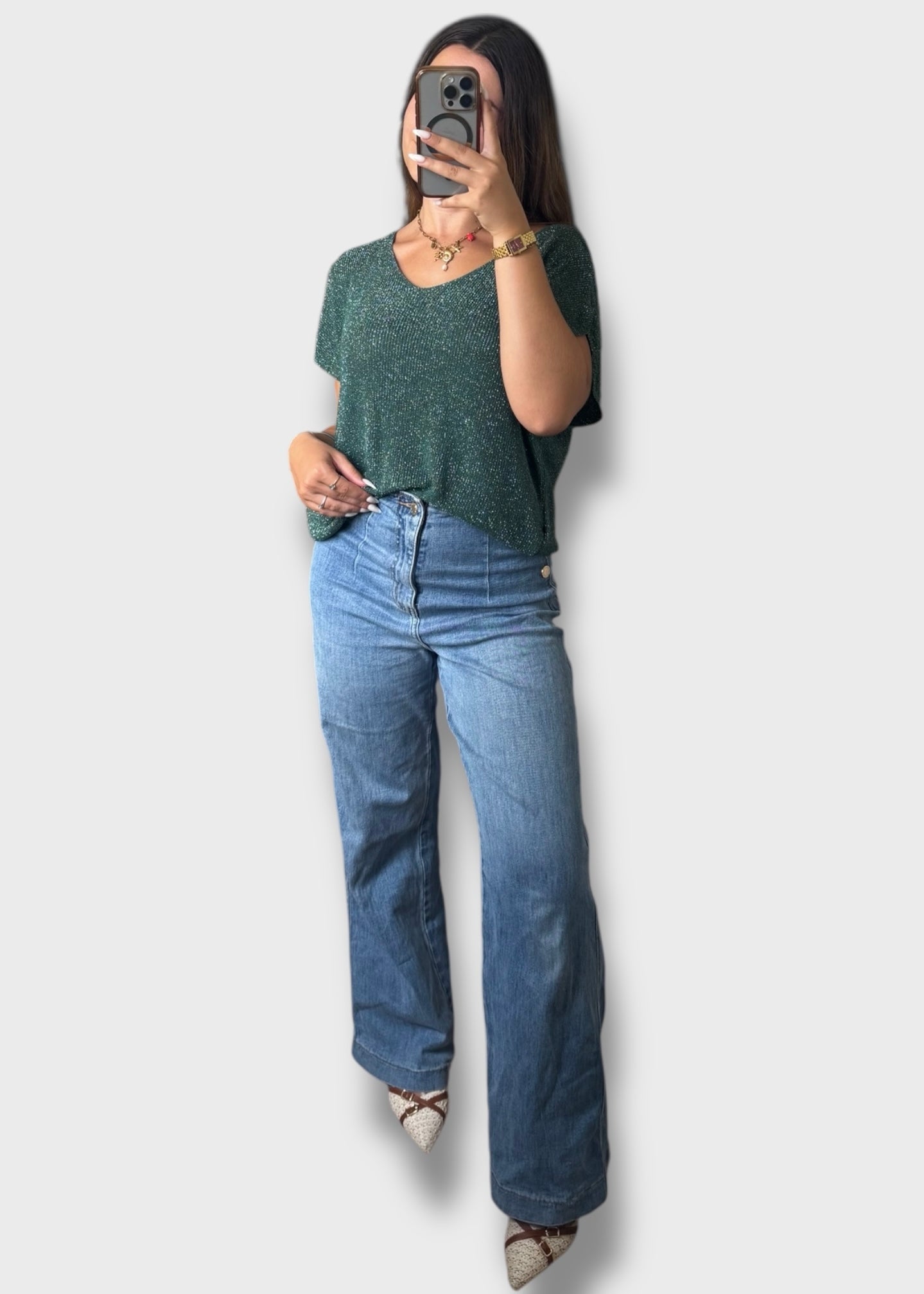 Pull sans manche à paillettes