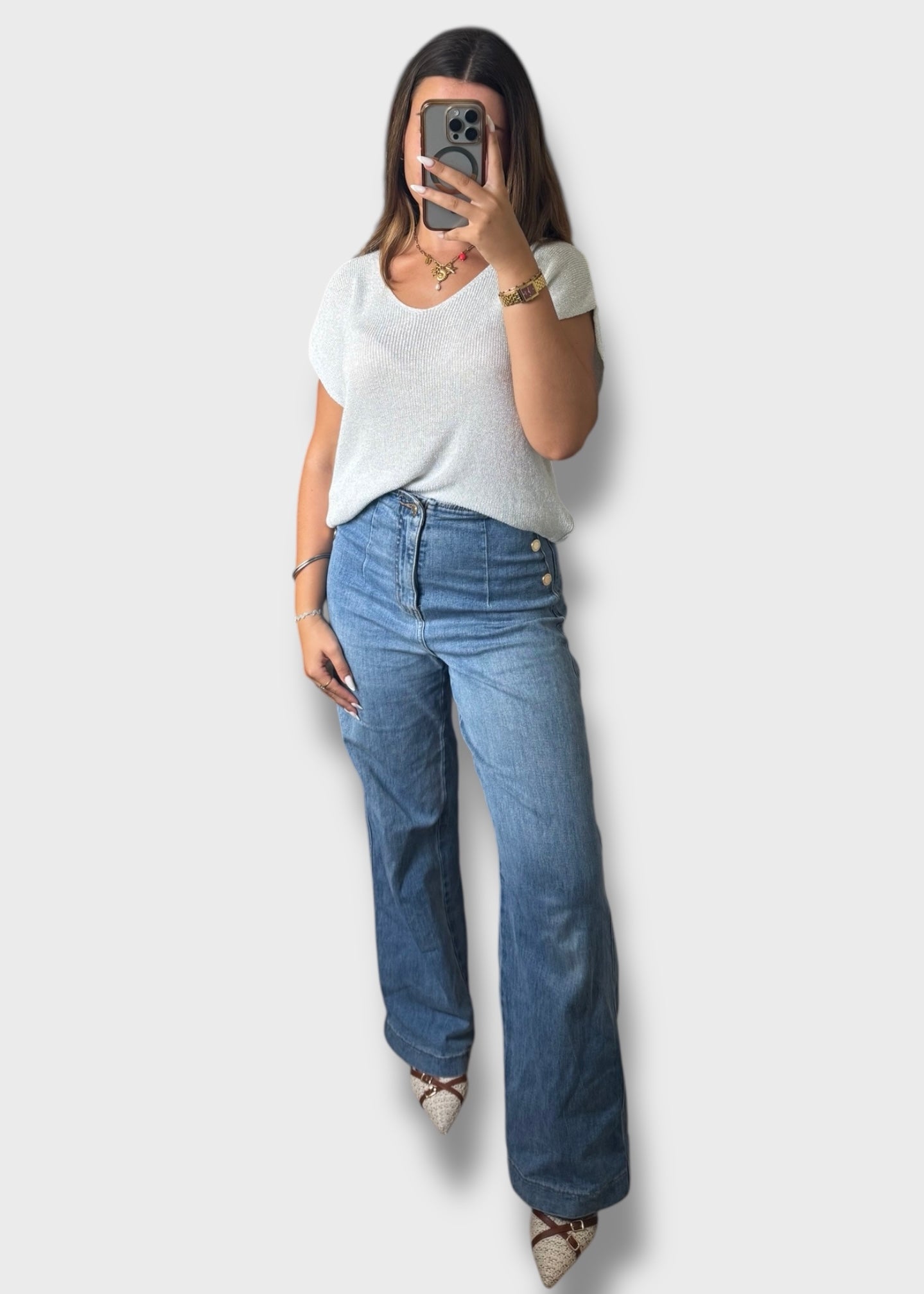 Pull sans manche à paillettes