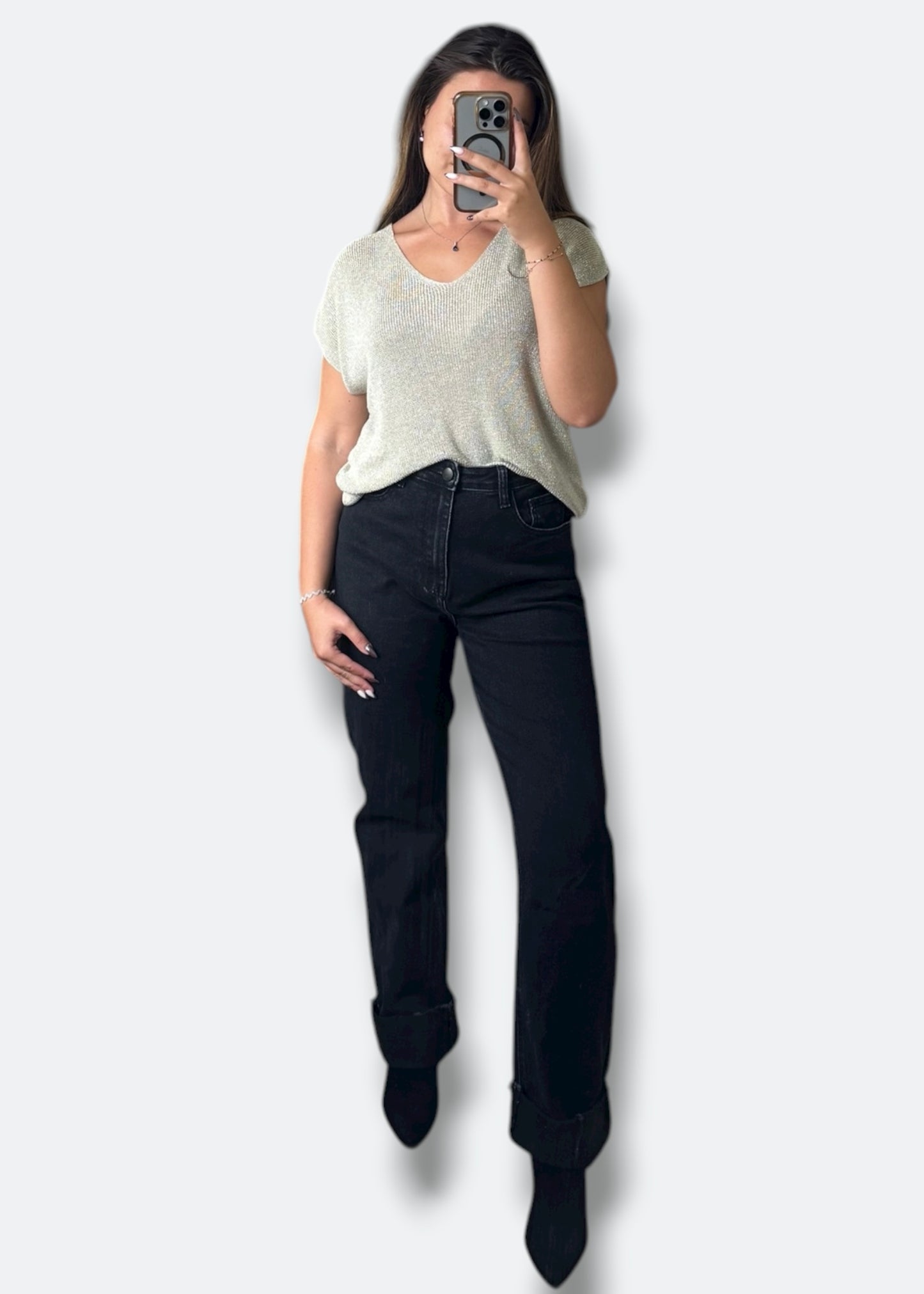 Pull sans manche à paillettes