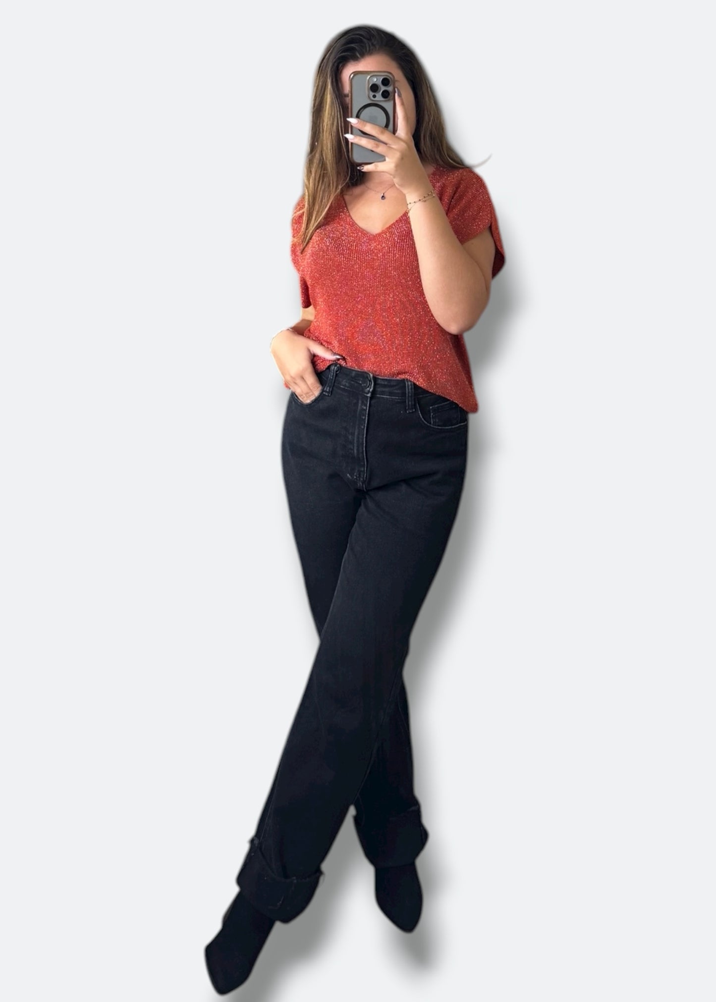 Pull sans manche à paillettes