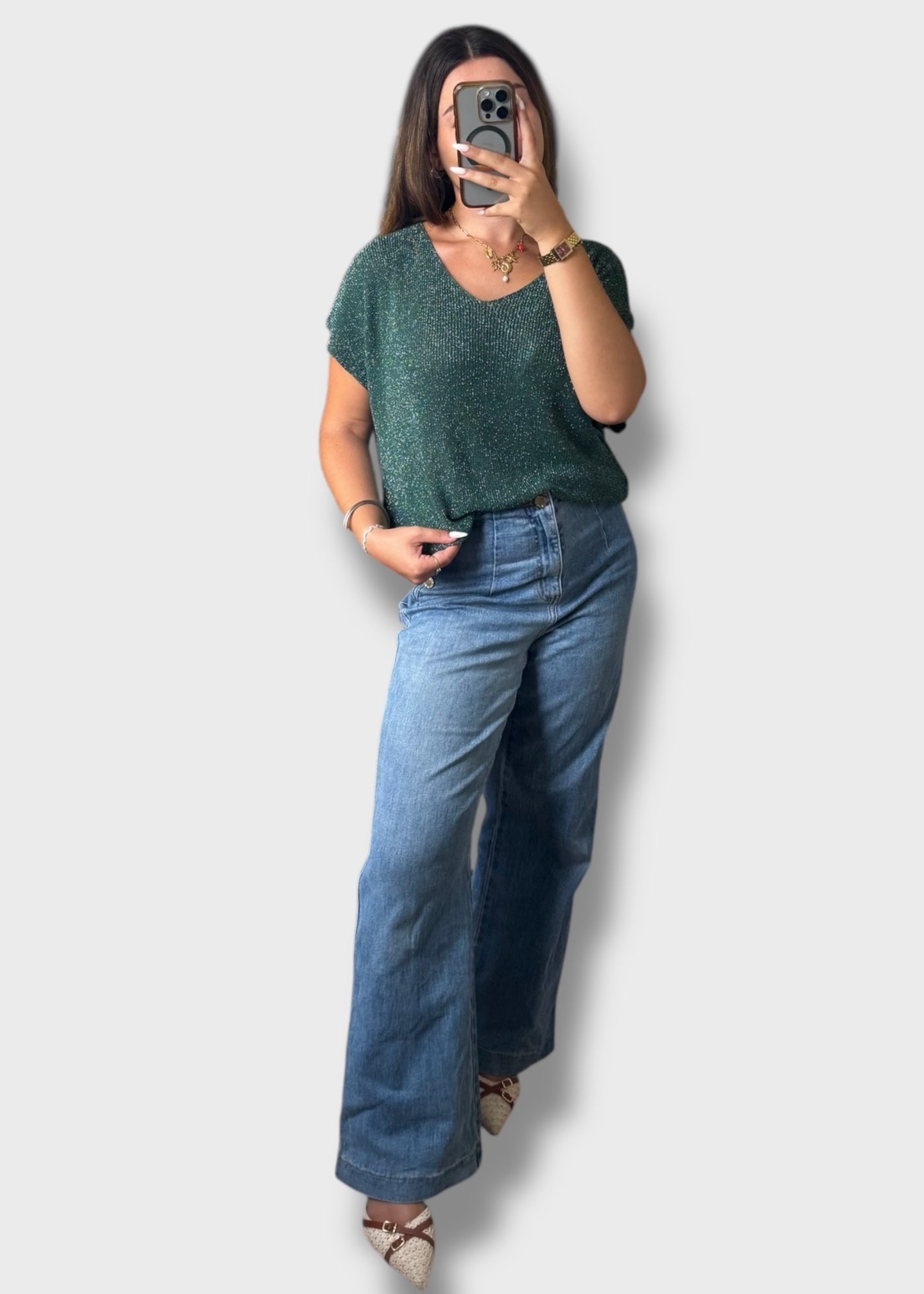 Pull sans manche à paillettes