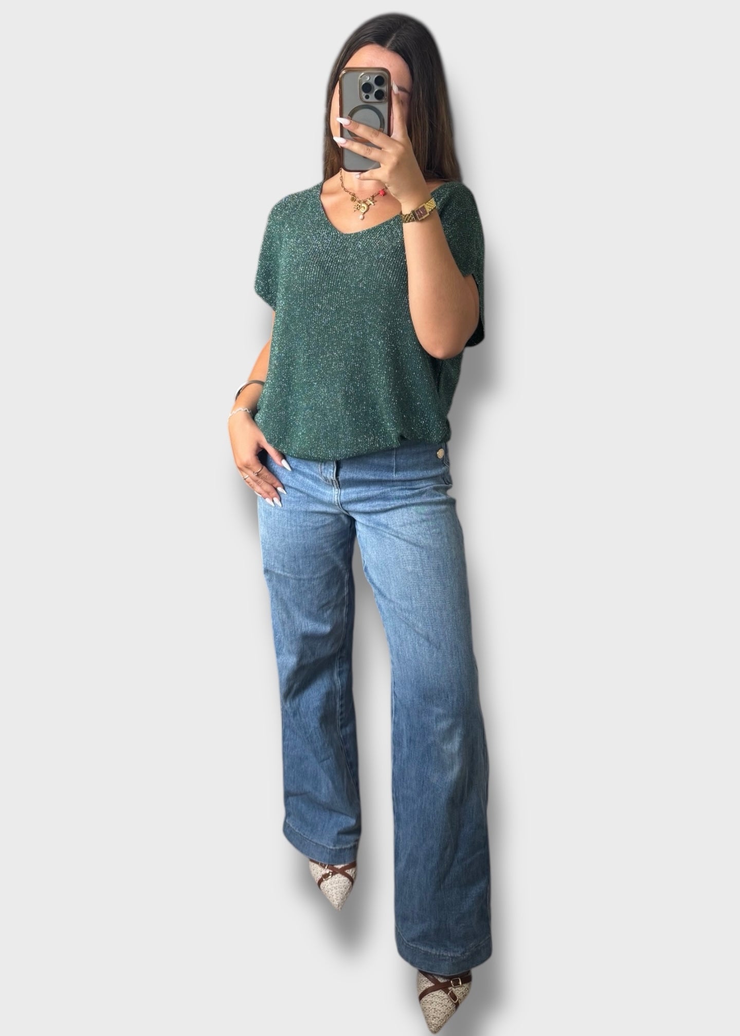 Pull sans manche à paillettes