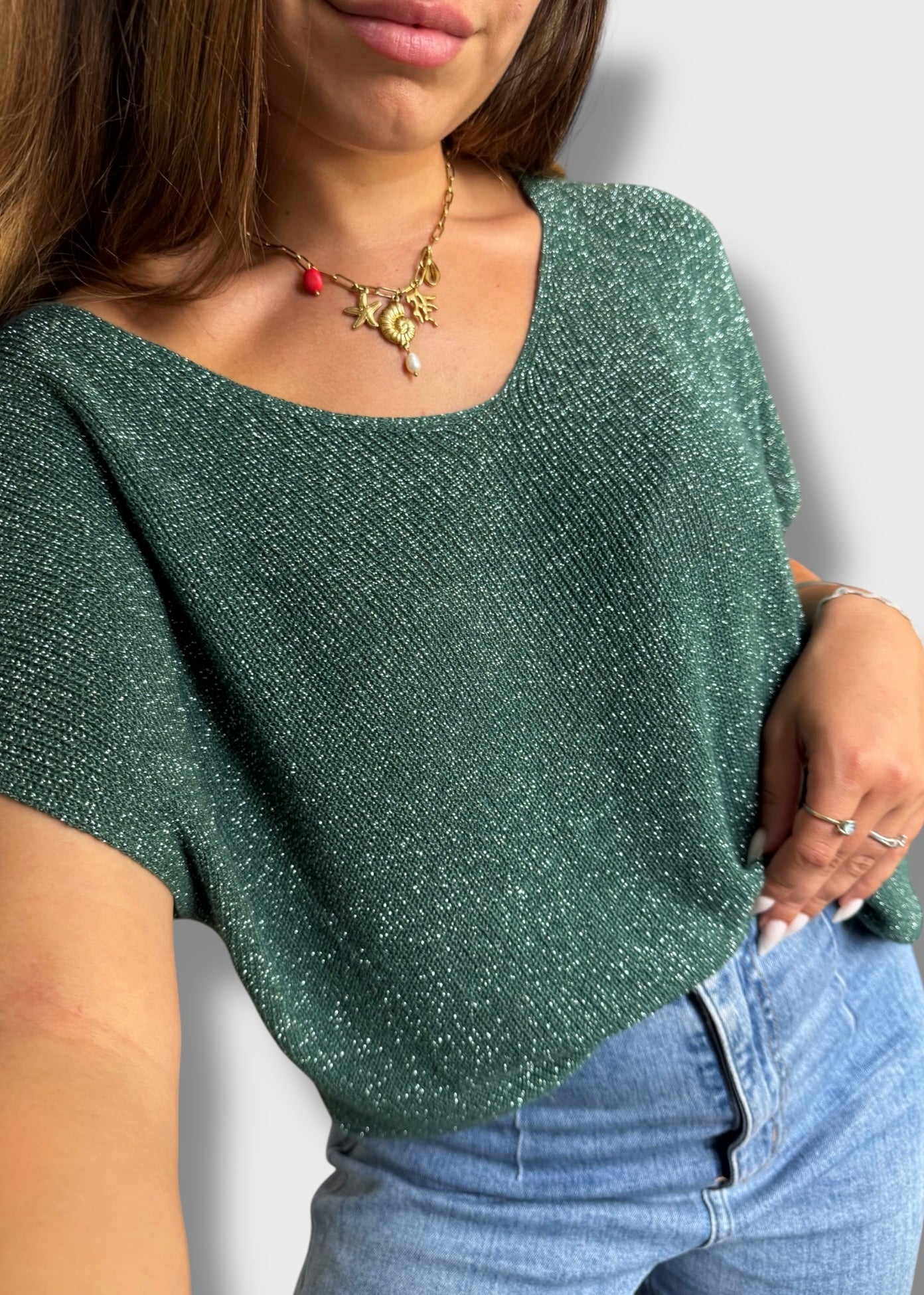 Pull sans manche à paillettes