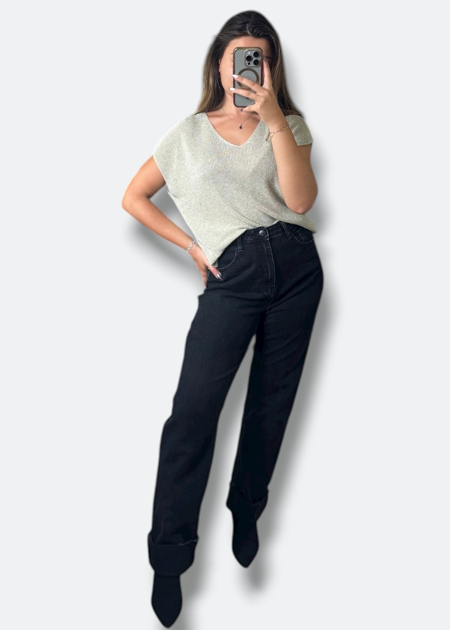 Pull sans manche à paillettes