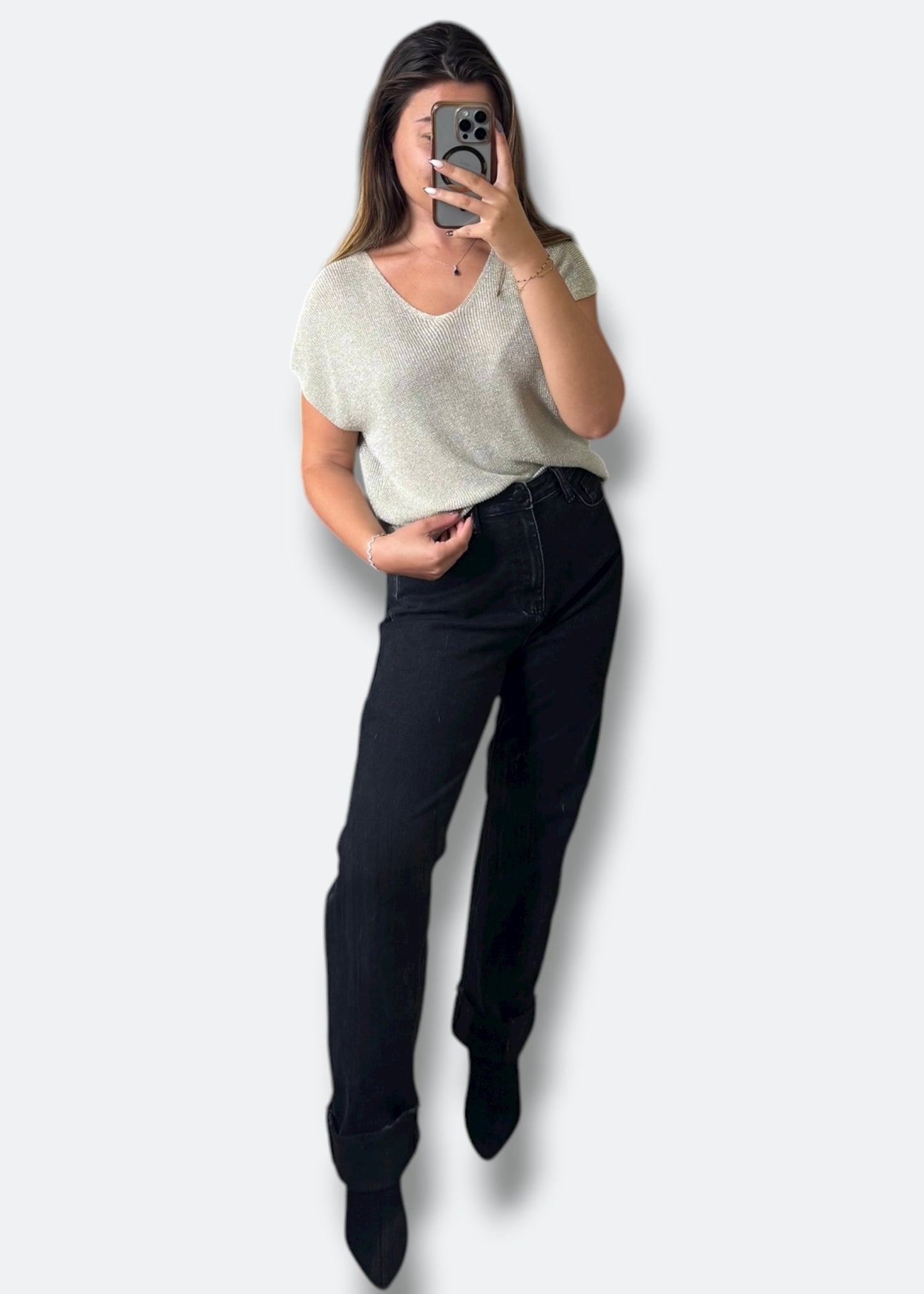 Pull sans manche à paillettes