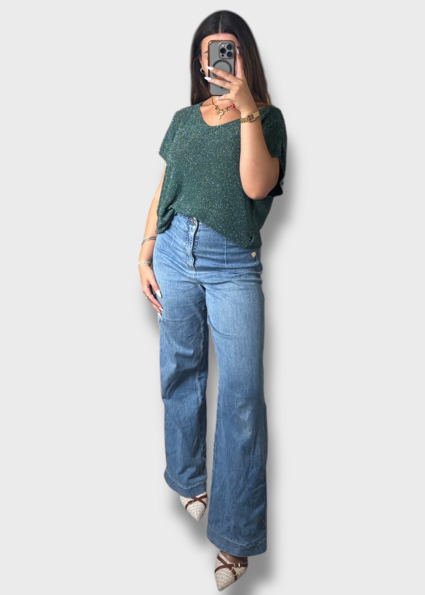 Pull sans manche à paillettes