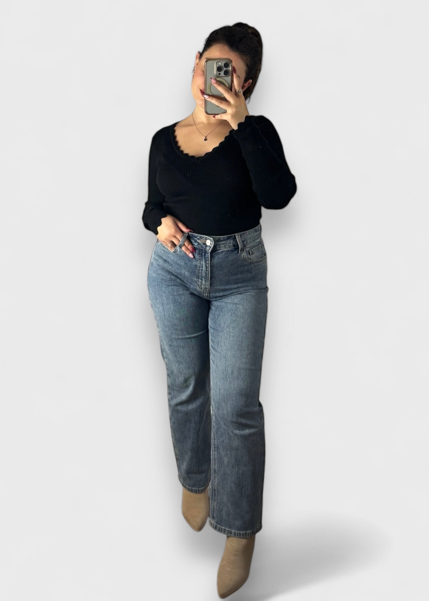 Jean bleu Alessia Taille Haute - Idéal pour les petites