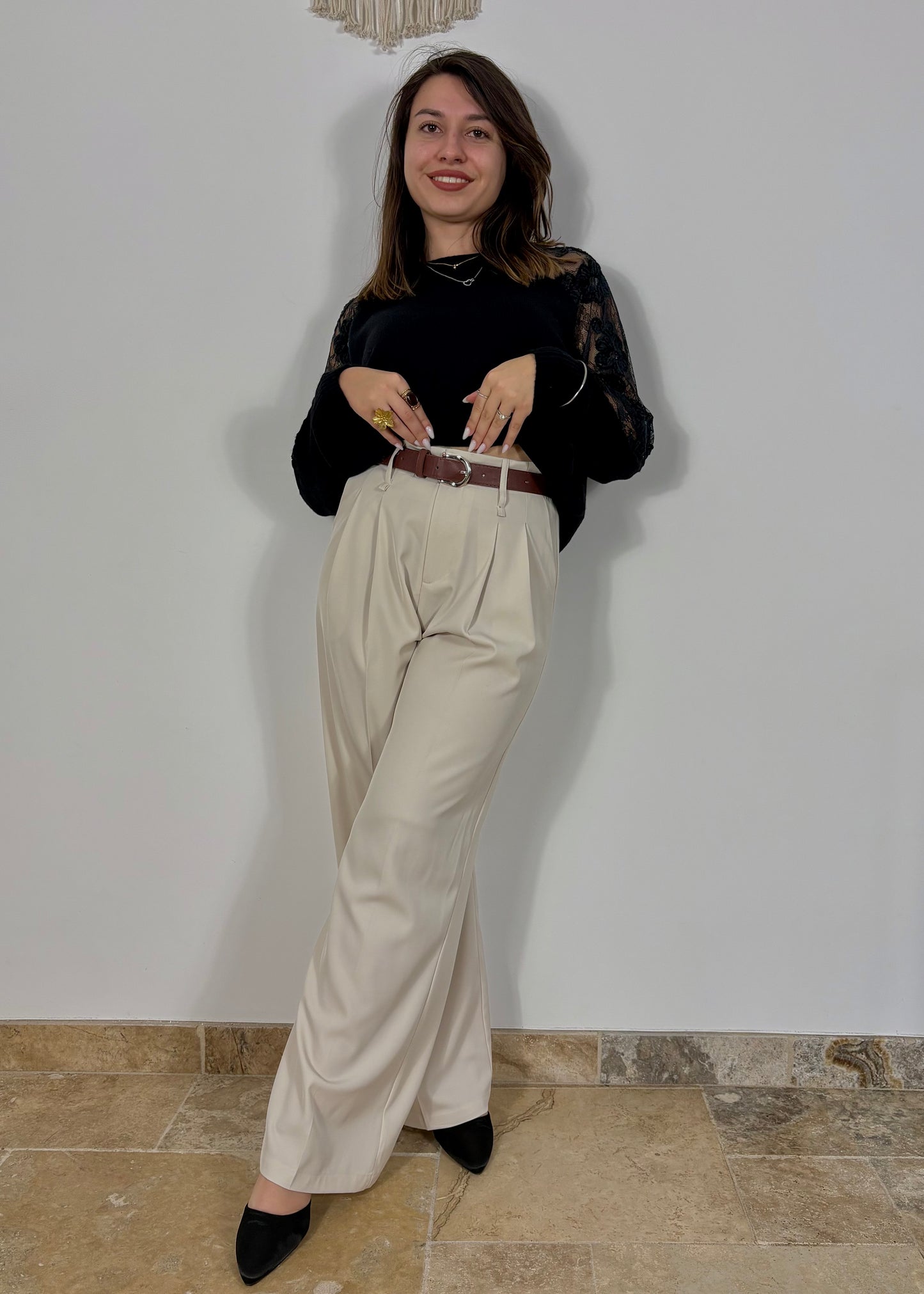 Pantalon à pinces coupe droite Alba