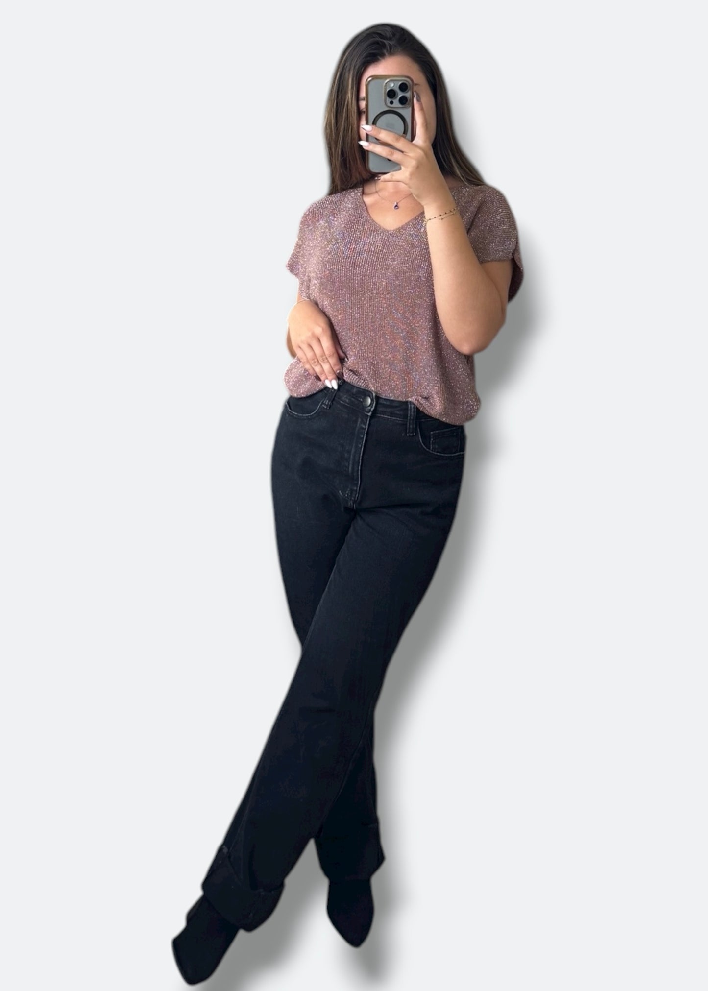 Pull sans manche à paillettes