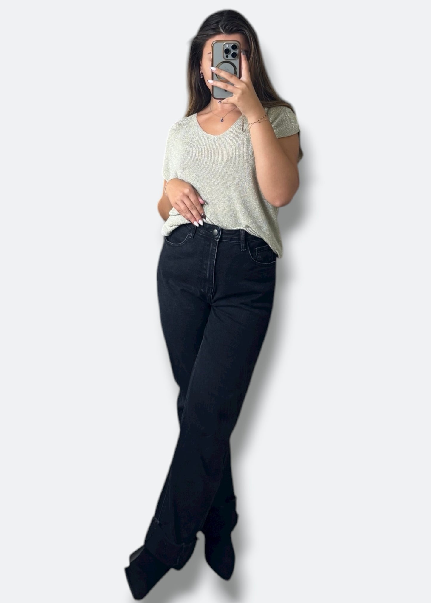 Pull sans manche à paillettes