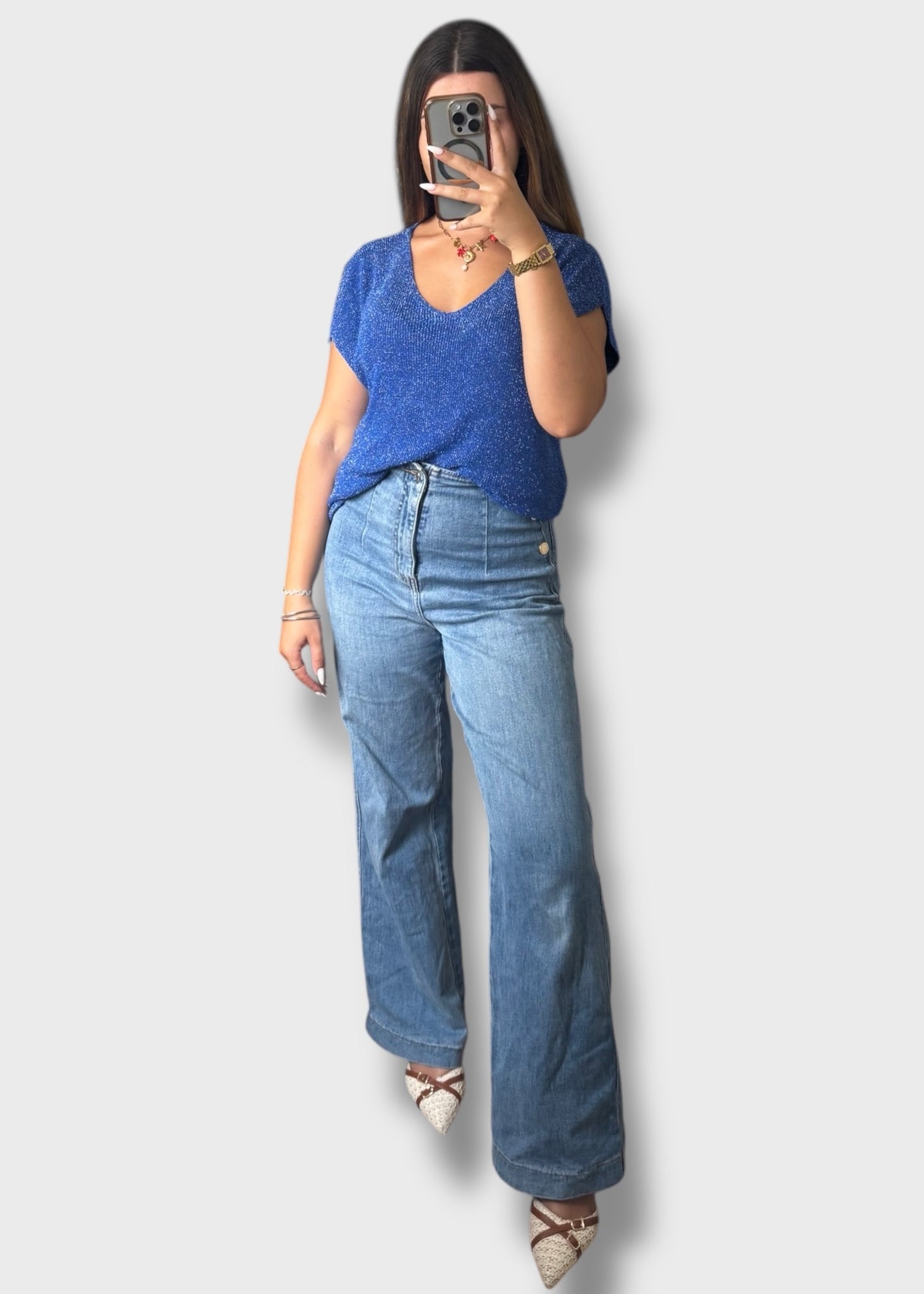 Pull sans manche à paillettes