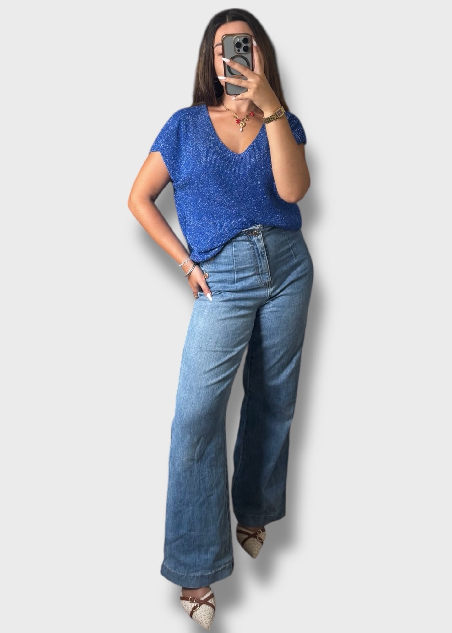 Pull sans manche à paillettes