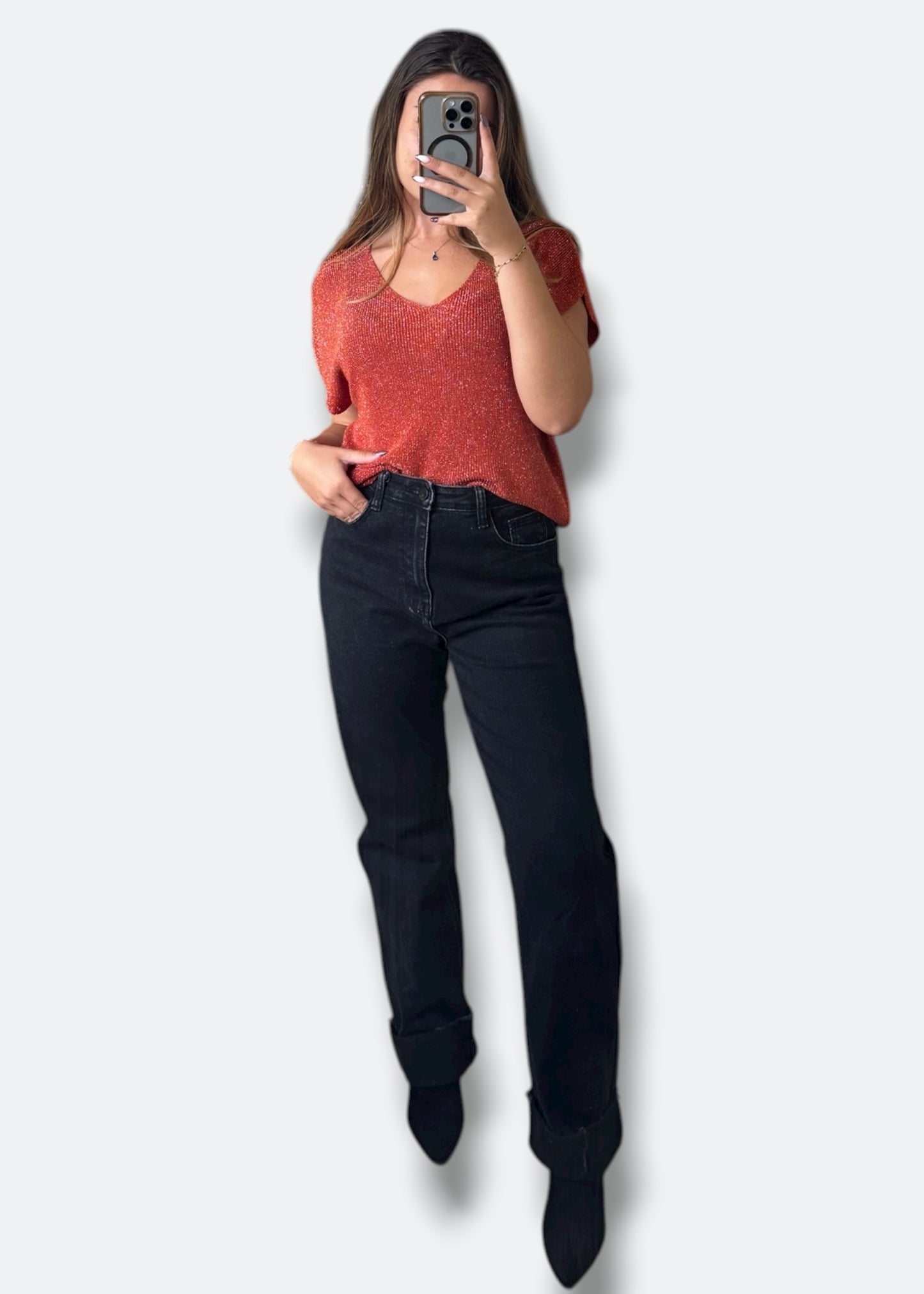 Pull sans manche à paillettes