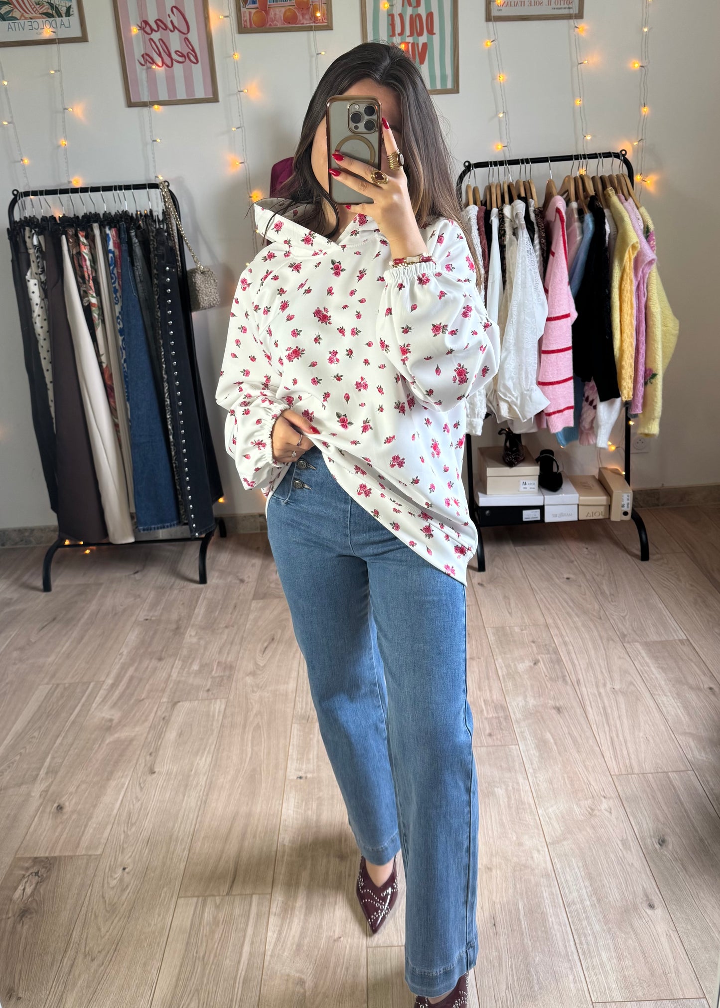 Sweat Fleuri à capuche