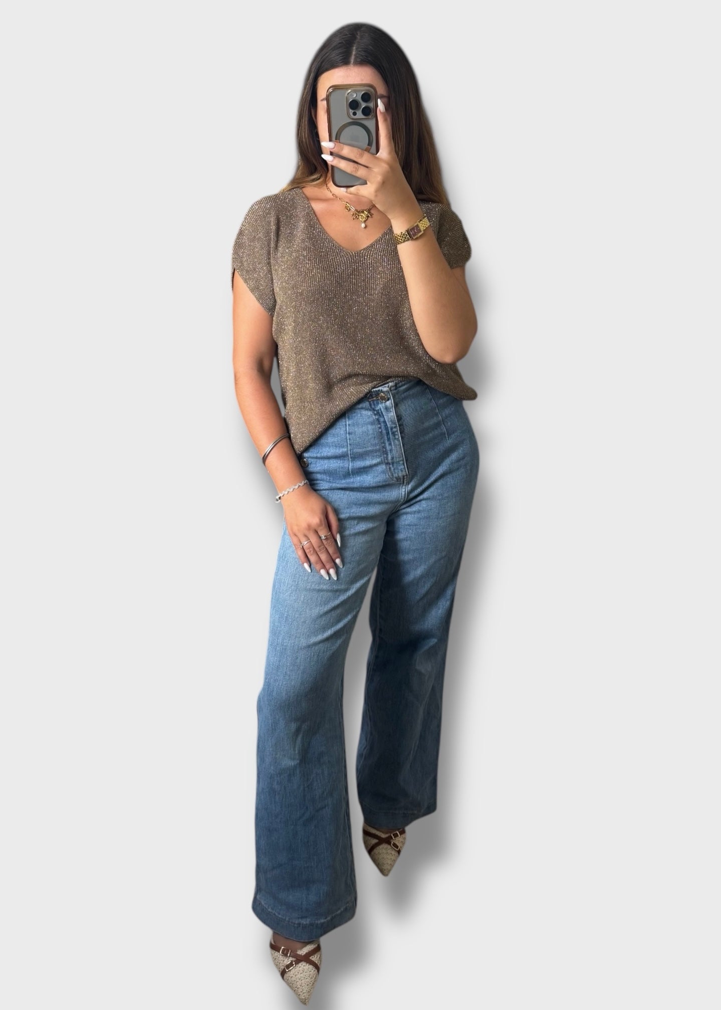 Pull sans manche à paillettes