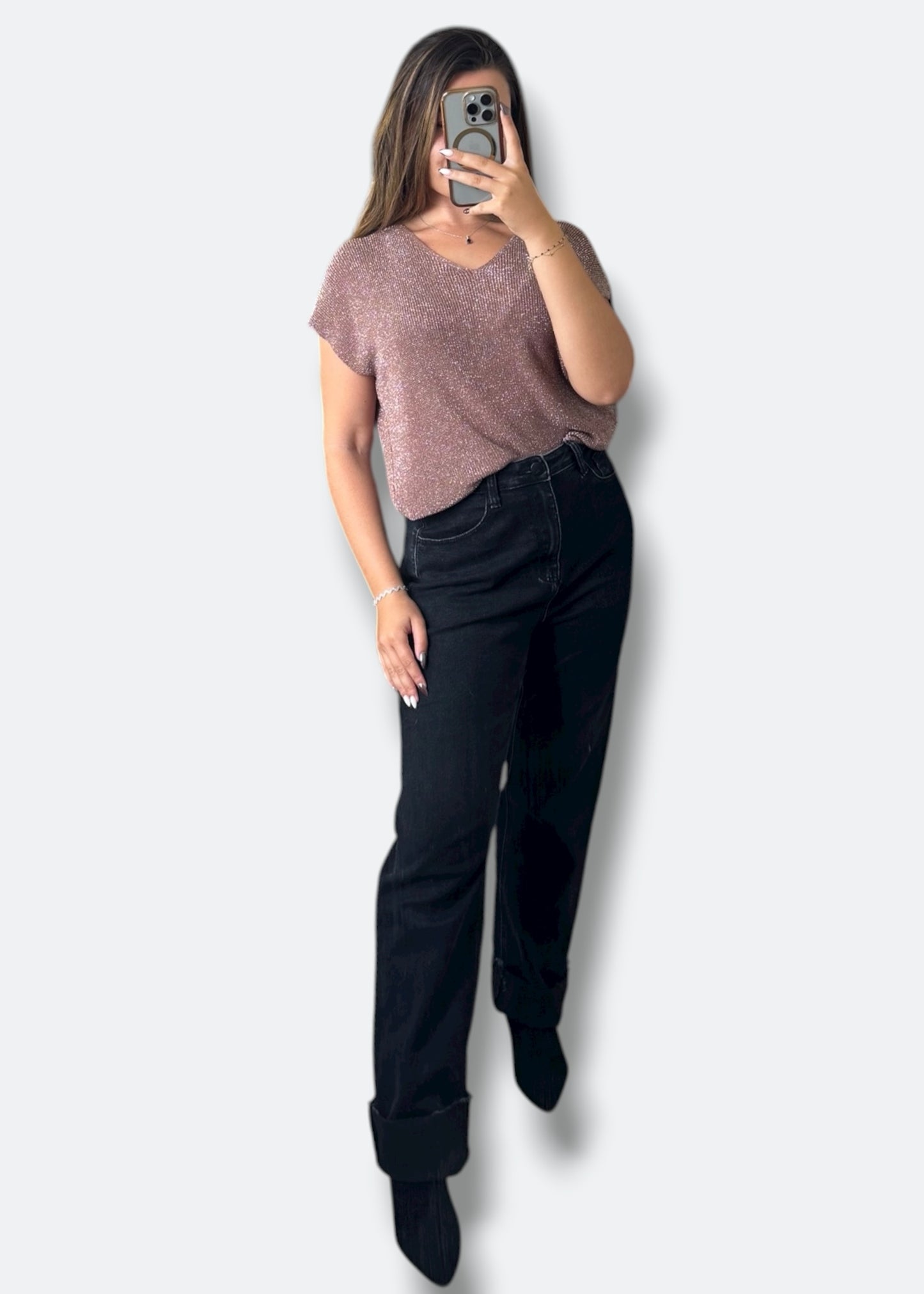 Pull sans manche à paillettes