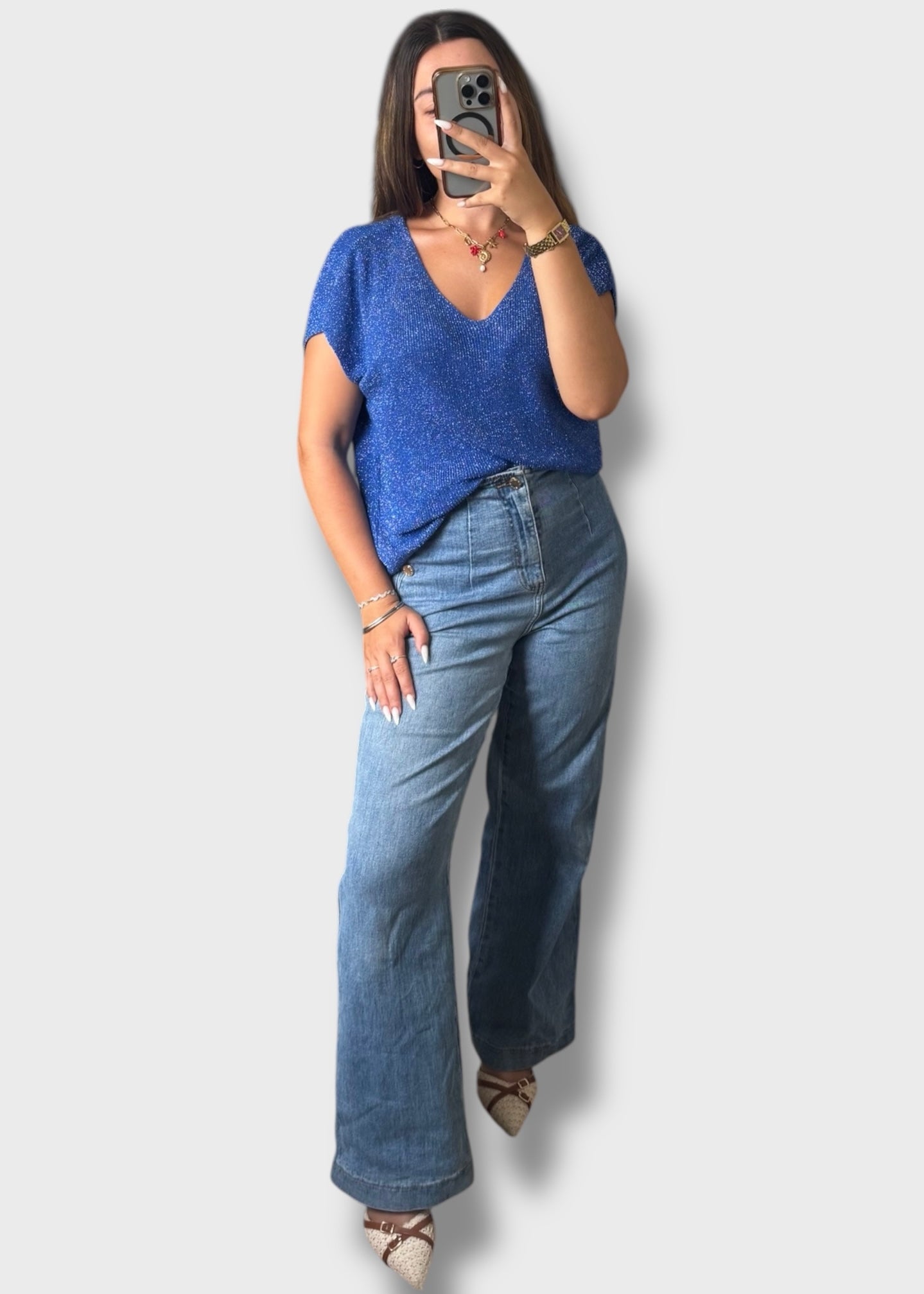 Pull sans manche à paillettes