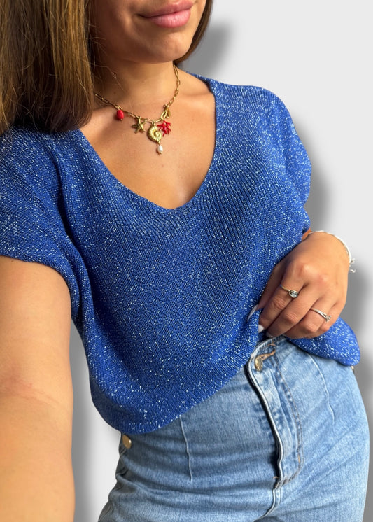 Pull sans manche à paillettes