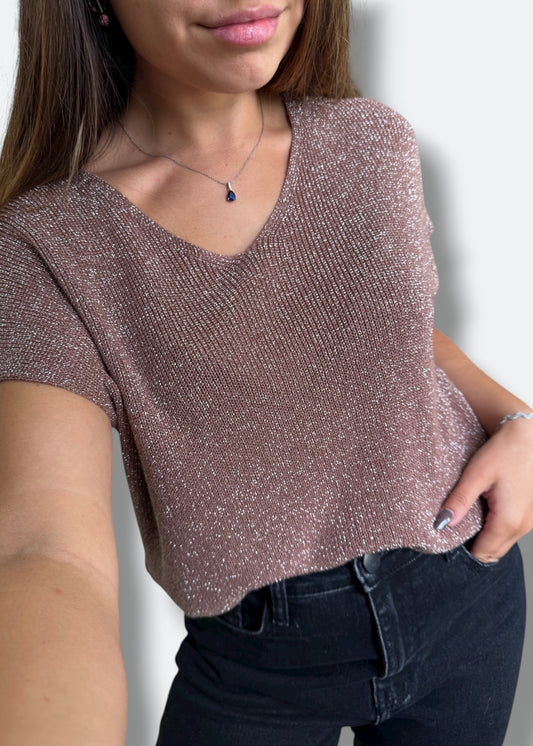 Pull sans manche à paillettes