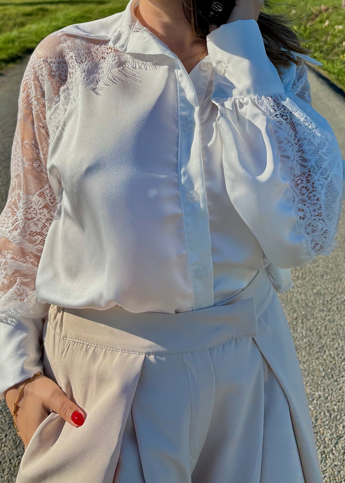 Chemise effet soie & dentelle Elea