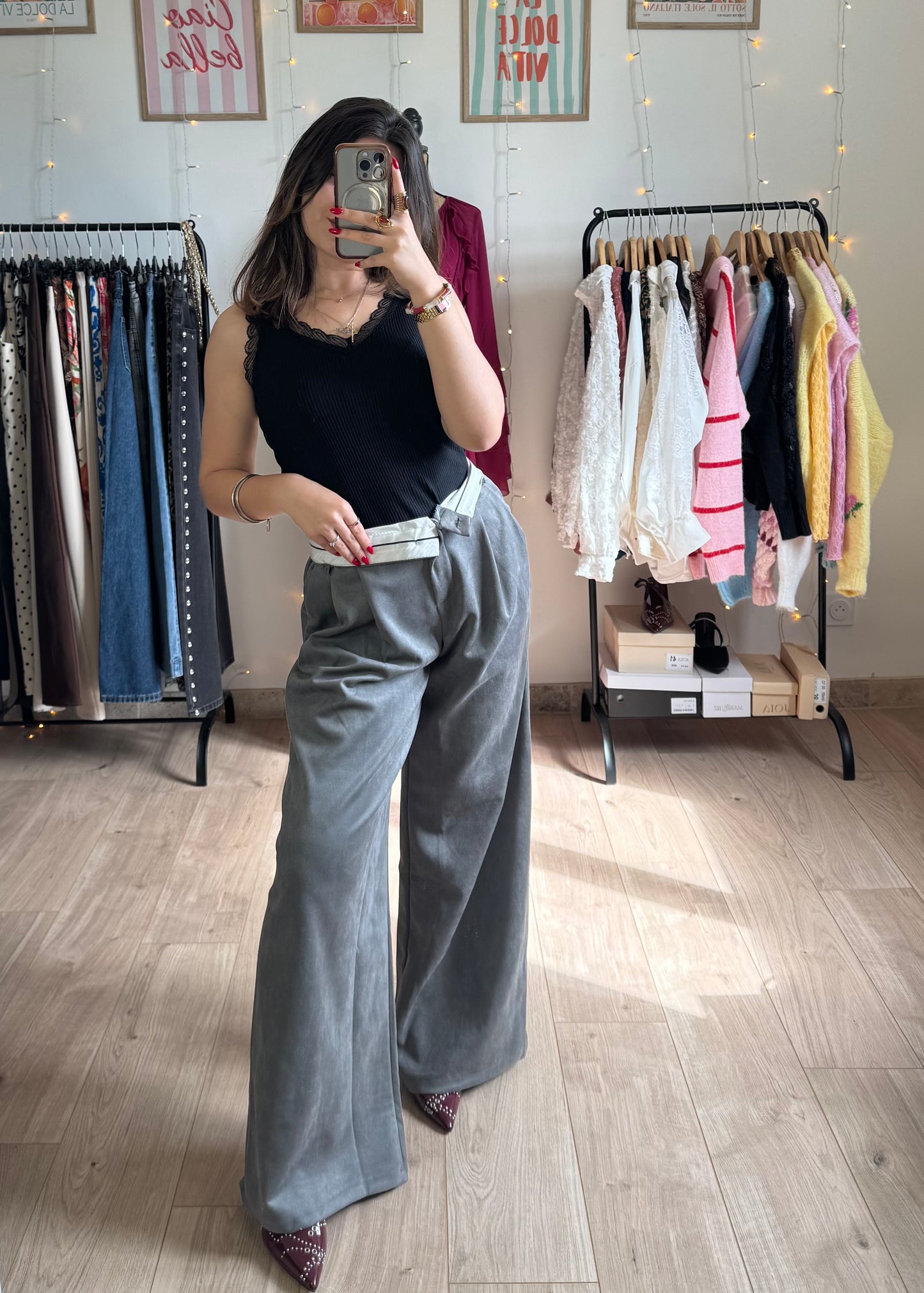 Pantalon Tailleur en Daim