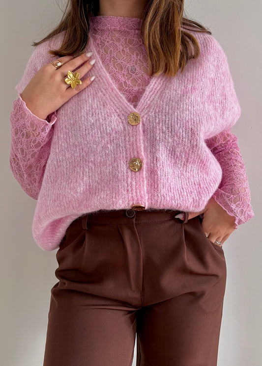 Cardigan avec top dentelle intégré
