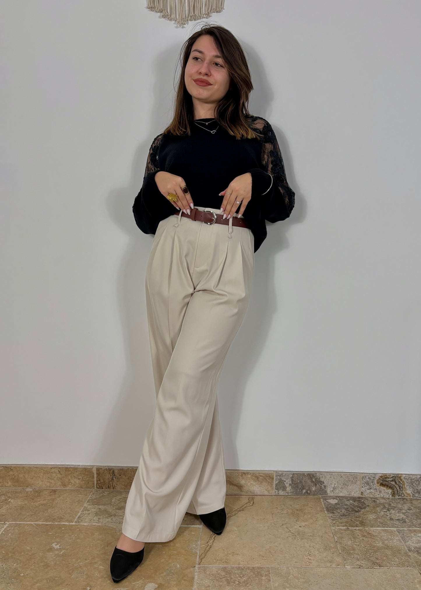 Pantalon à pinces coupe droite Alba