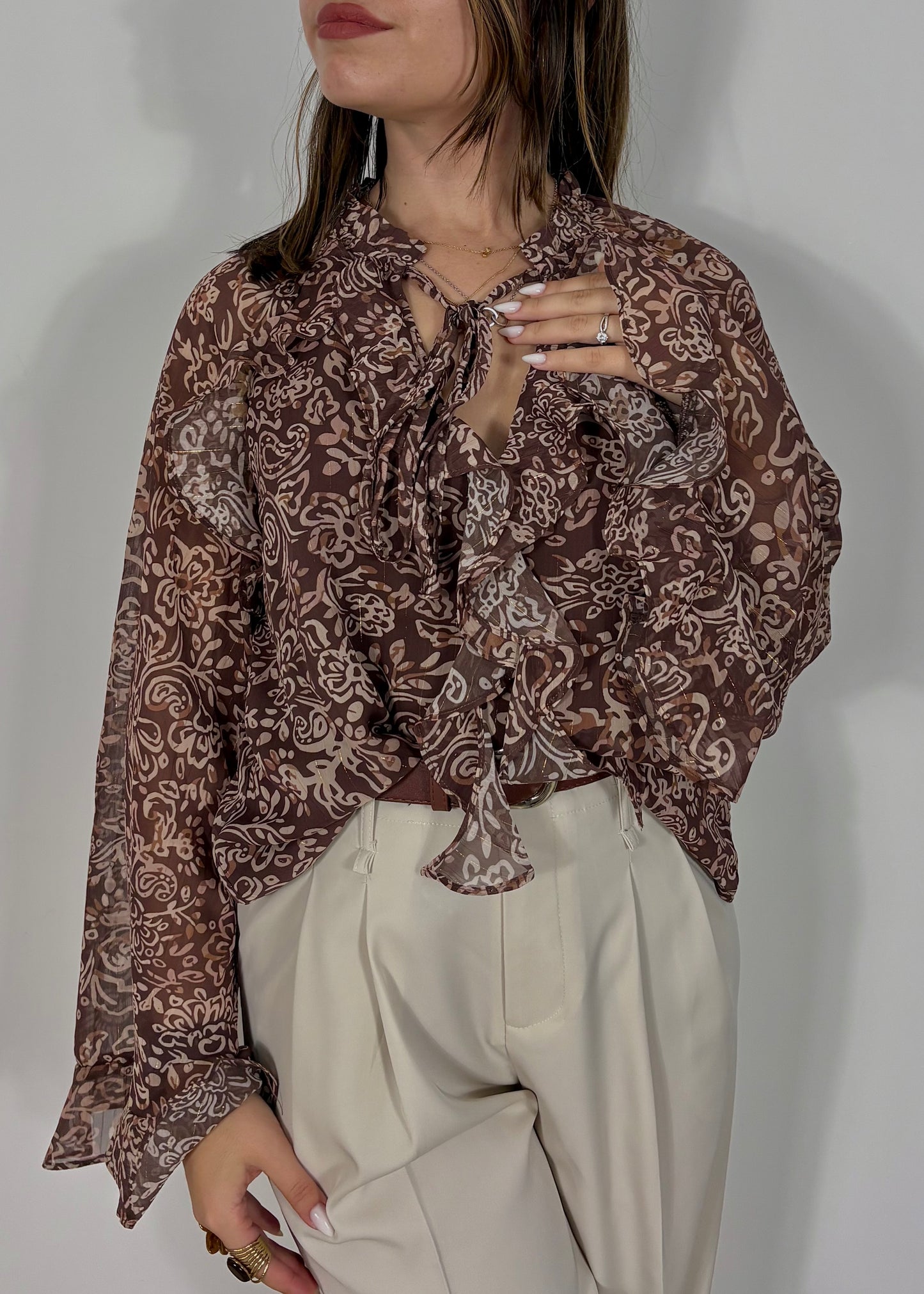 Blouse à motifs chocolat Lola