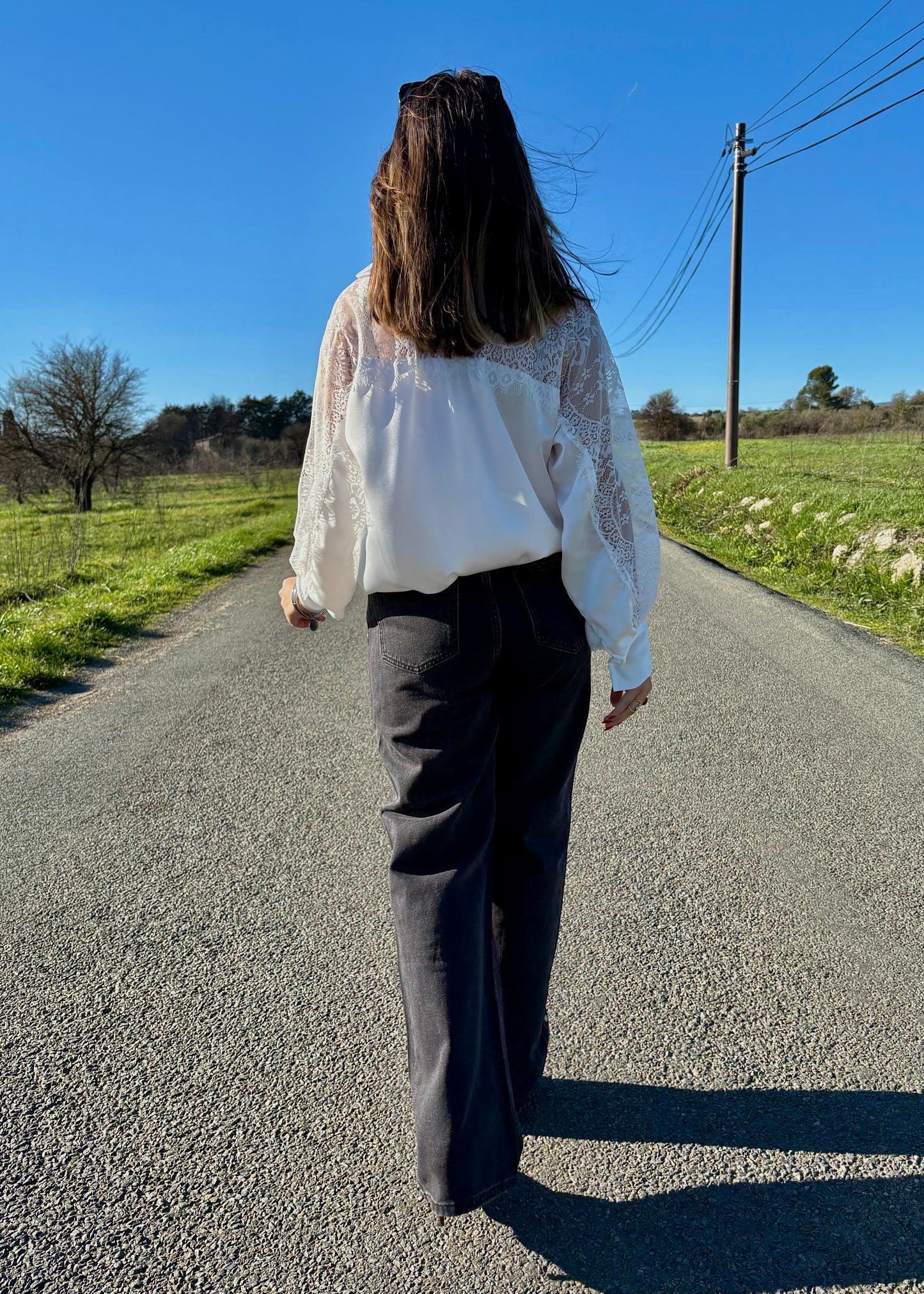 Chemise effet soie & dentelle Elea