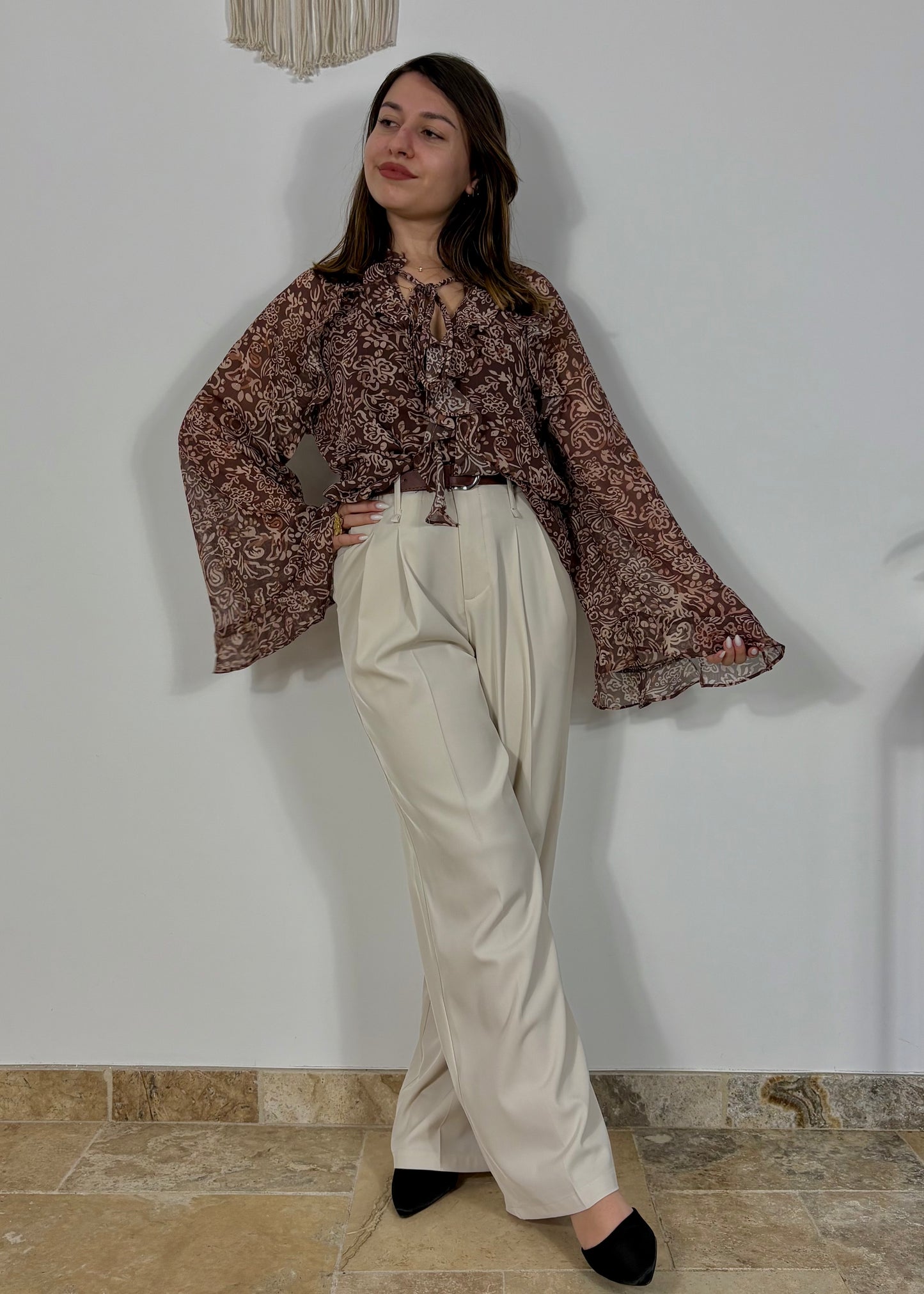 Blouse à motifs chocolat Lola