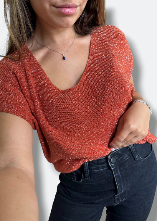 Pull sans manche à paillettes