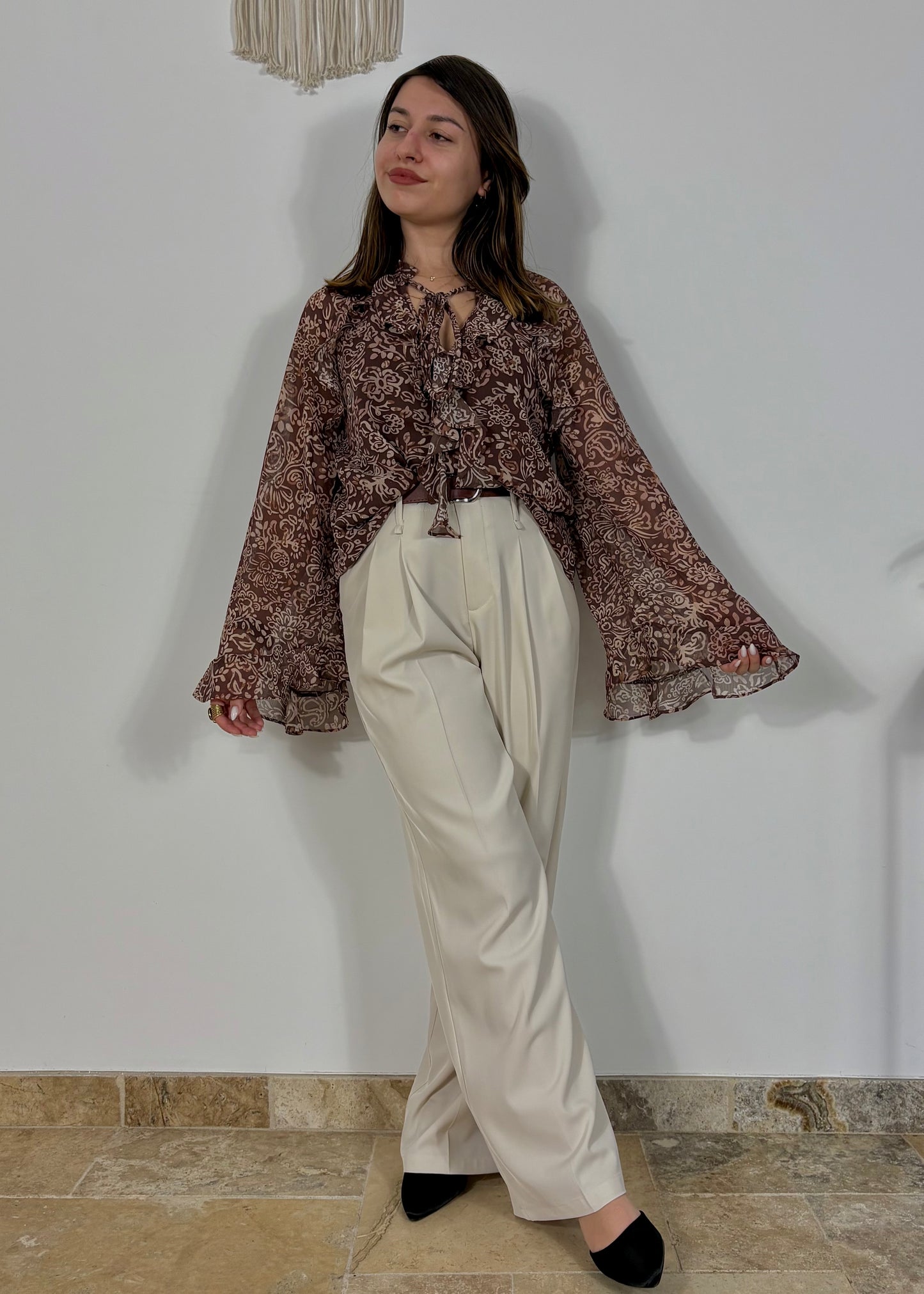 Blouse à motifs chocolat Lola