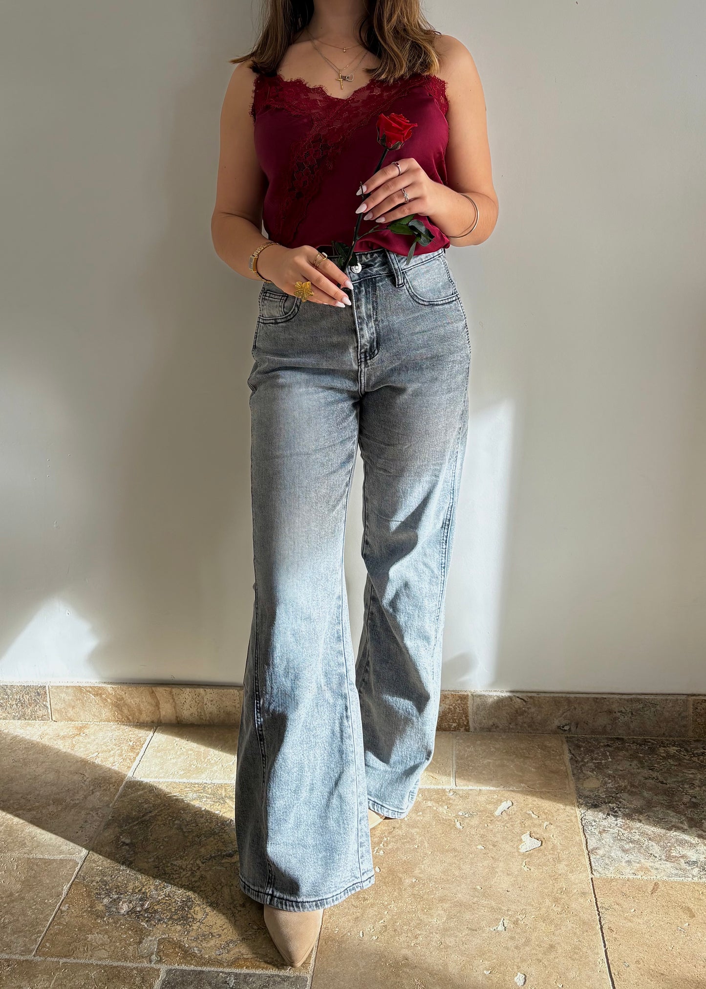 Jean gris Wide Leg Louisa