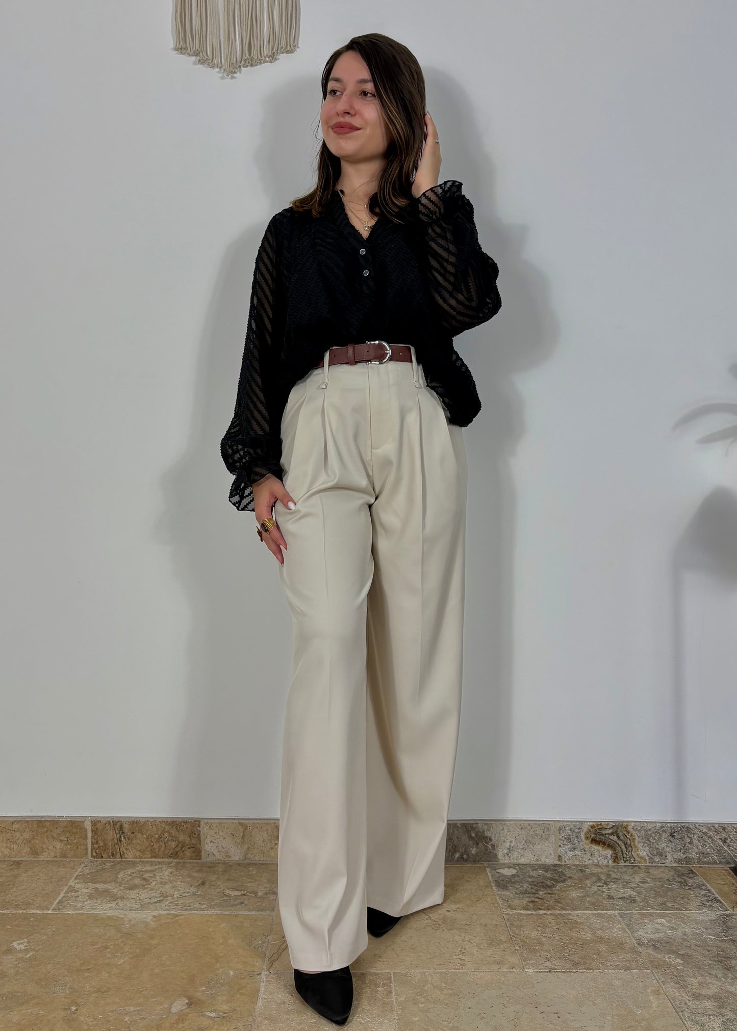 Pantalon à pinces coupe droite Alba