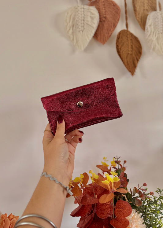 Porte Monnaie 100% cuir | irisé effet paillettes