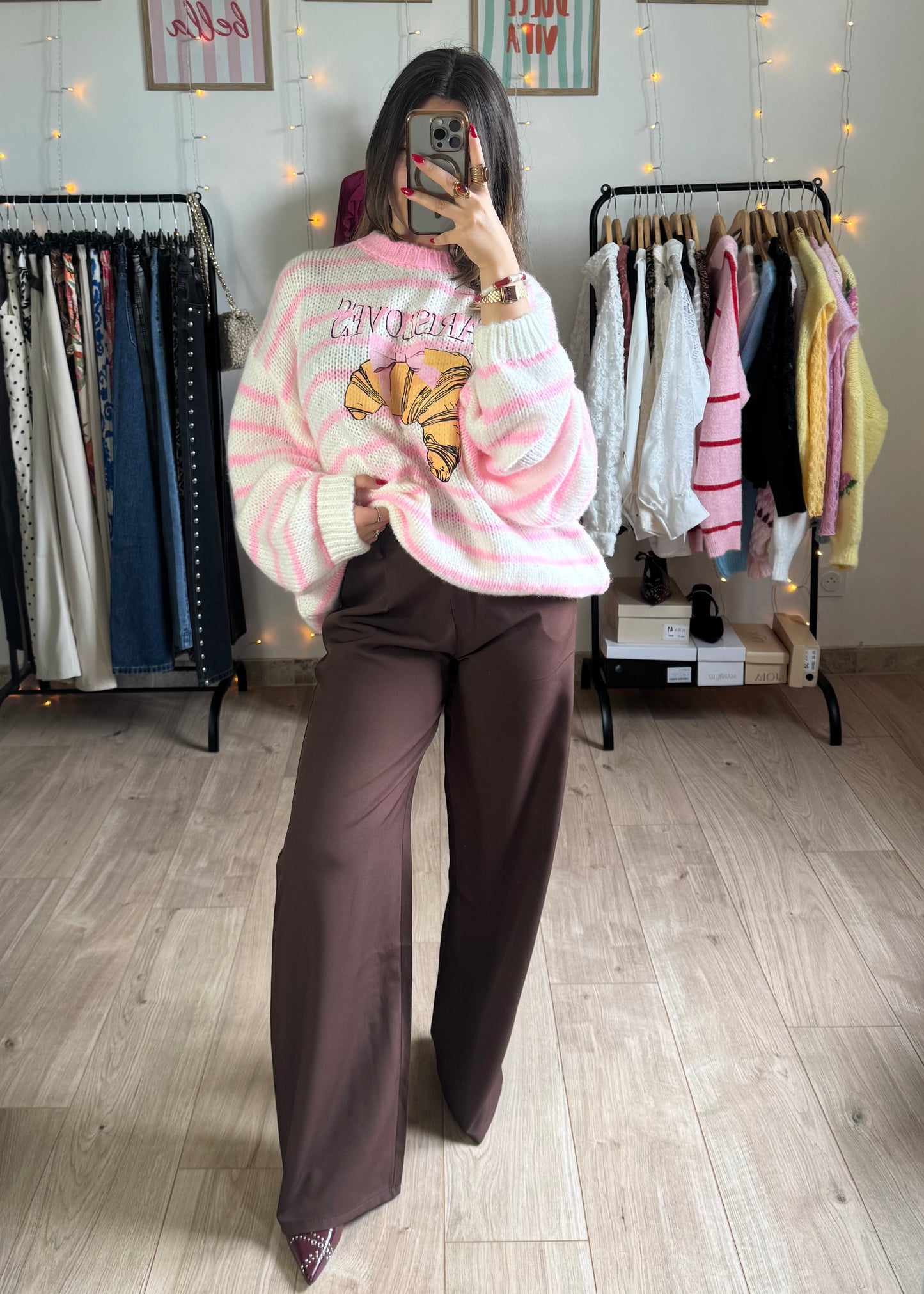 Pull à rayures motif Croissant