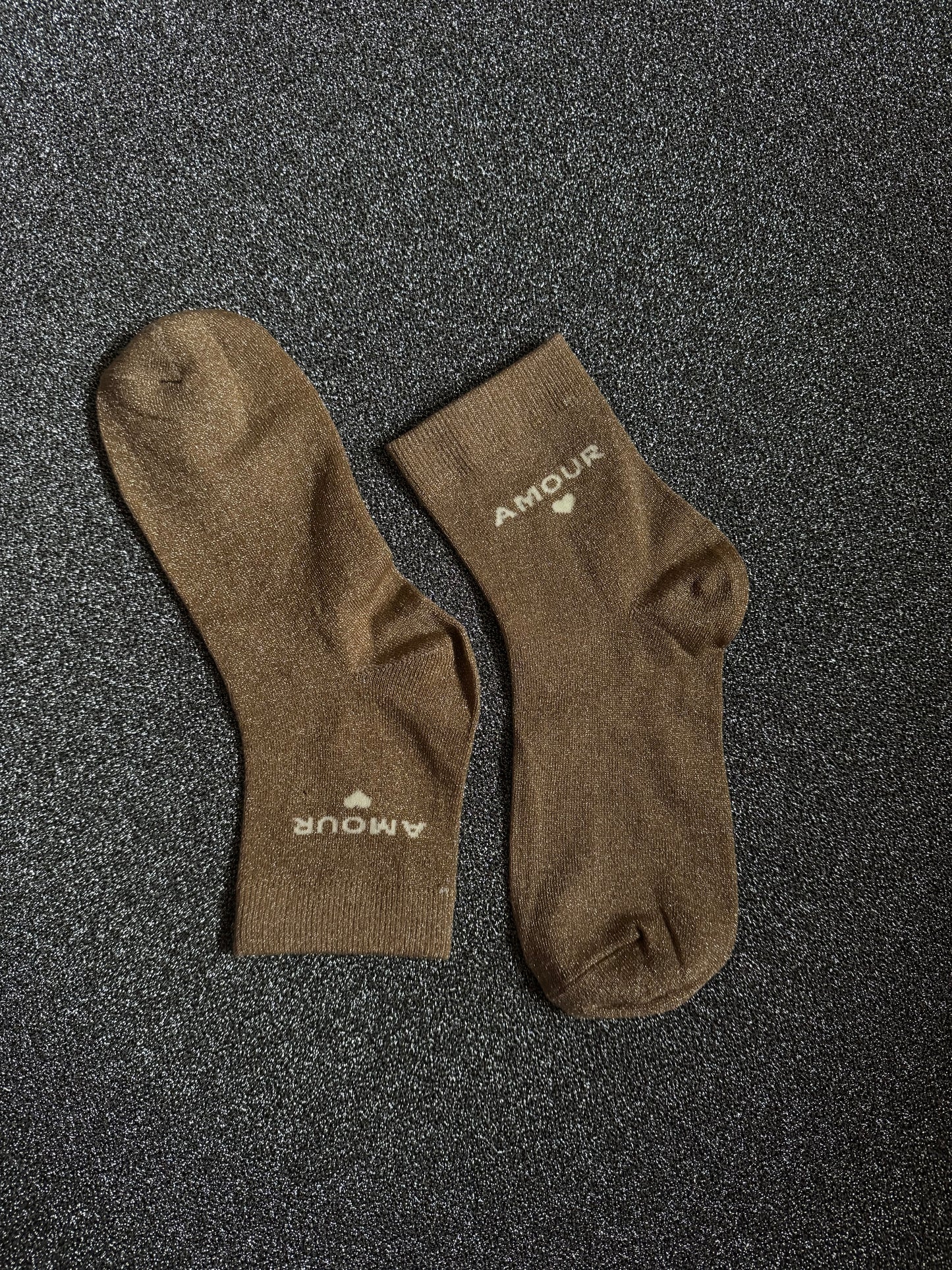 Chaussettes camel à paillettes Amour - Tendances et confort