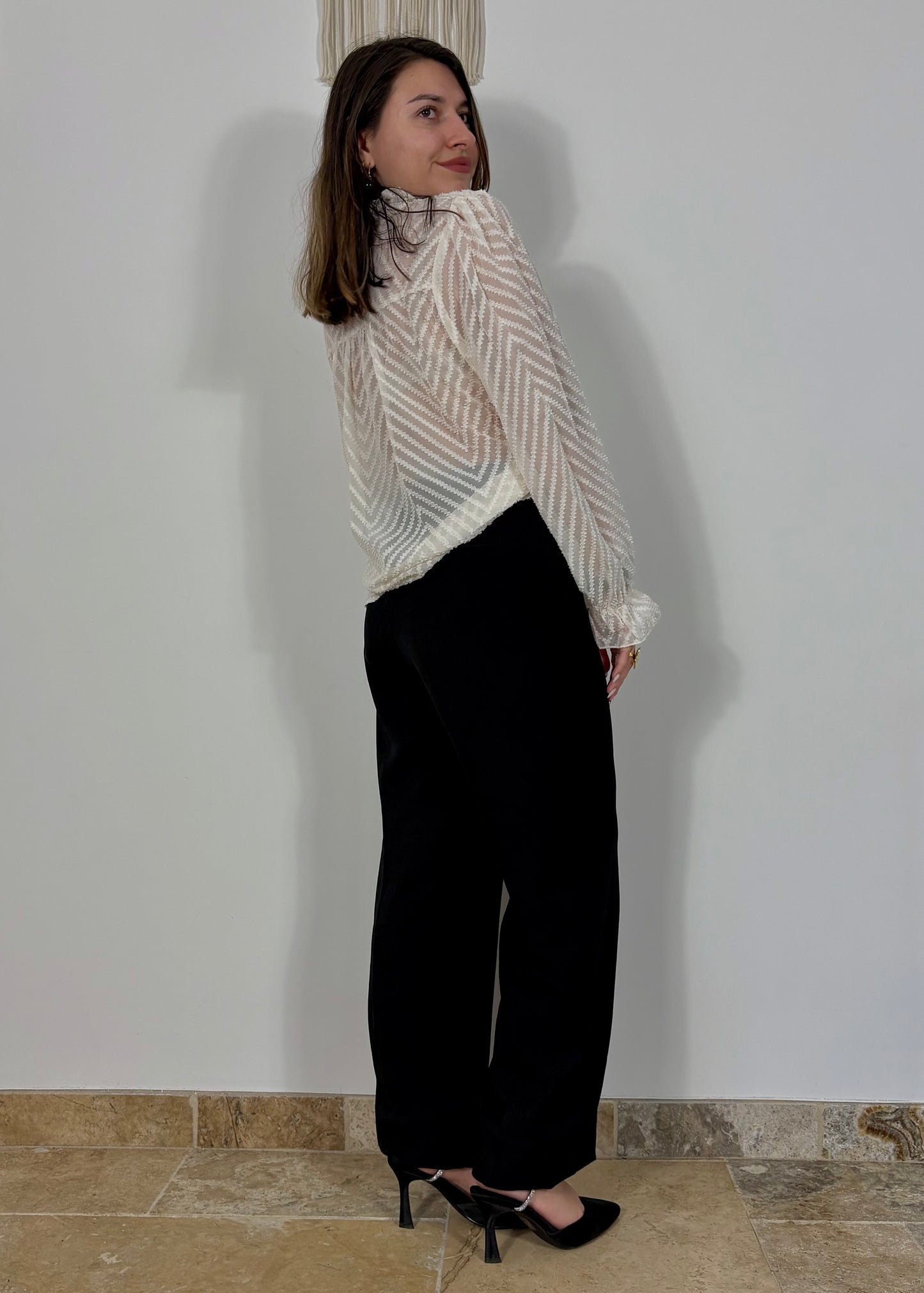 Blouse écru à motifs Emiliana