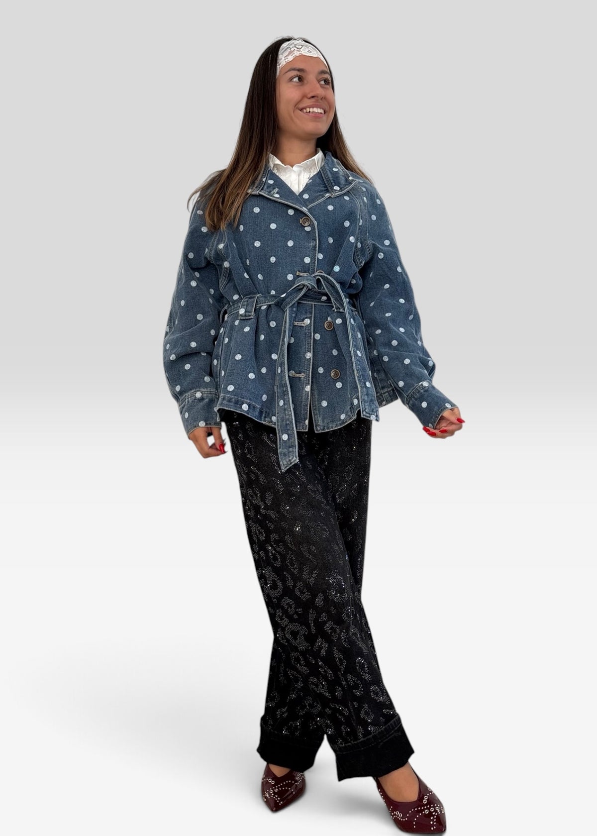 Veste en jean à Pois