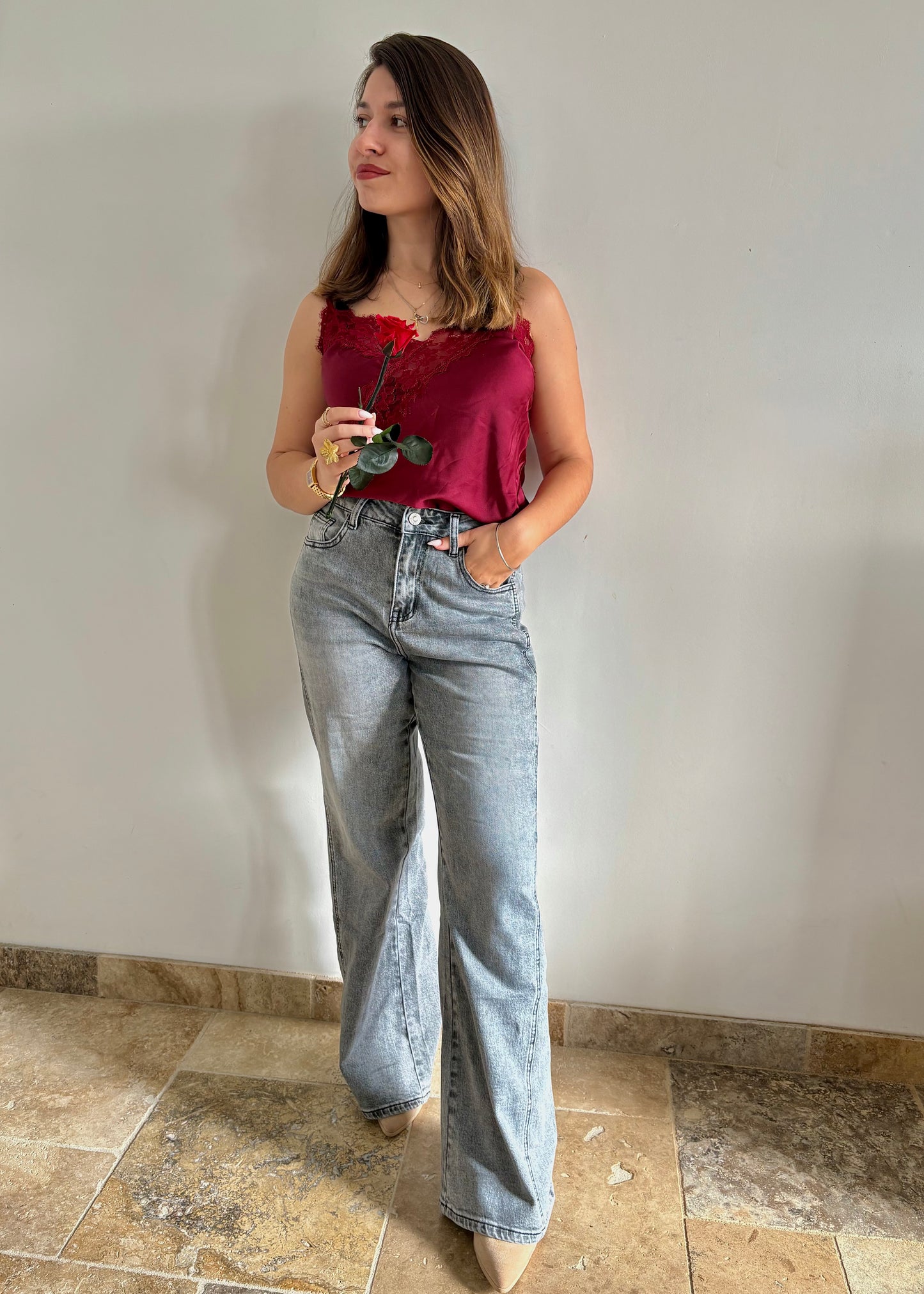 Jean gris Wide Leg Louisa